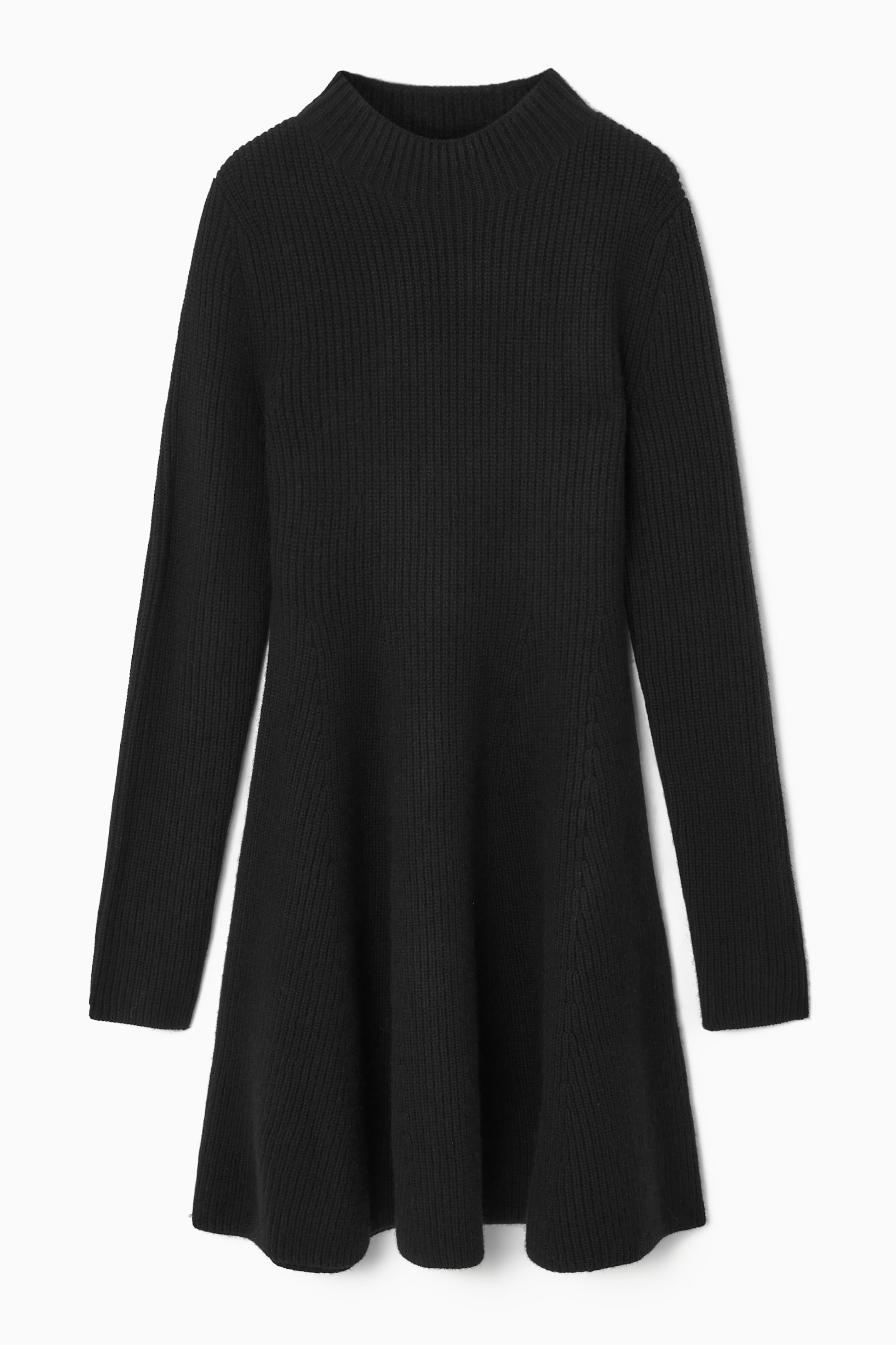 KNITTED WOOL FLARED MINI DRESS