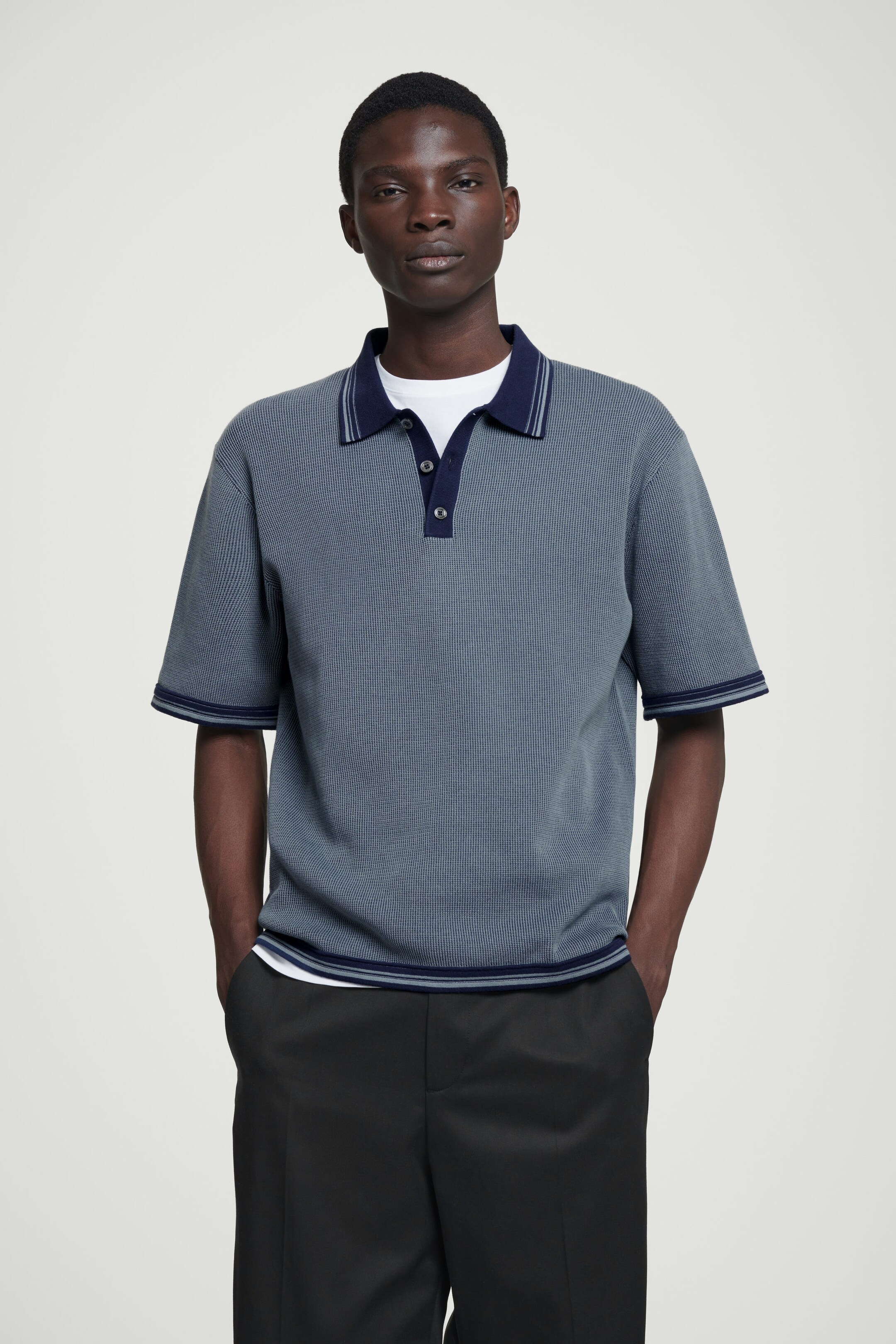 WAFFLE-KNIT POLO SHIRT