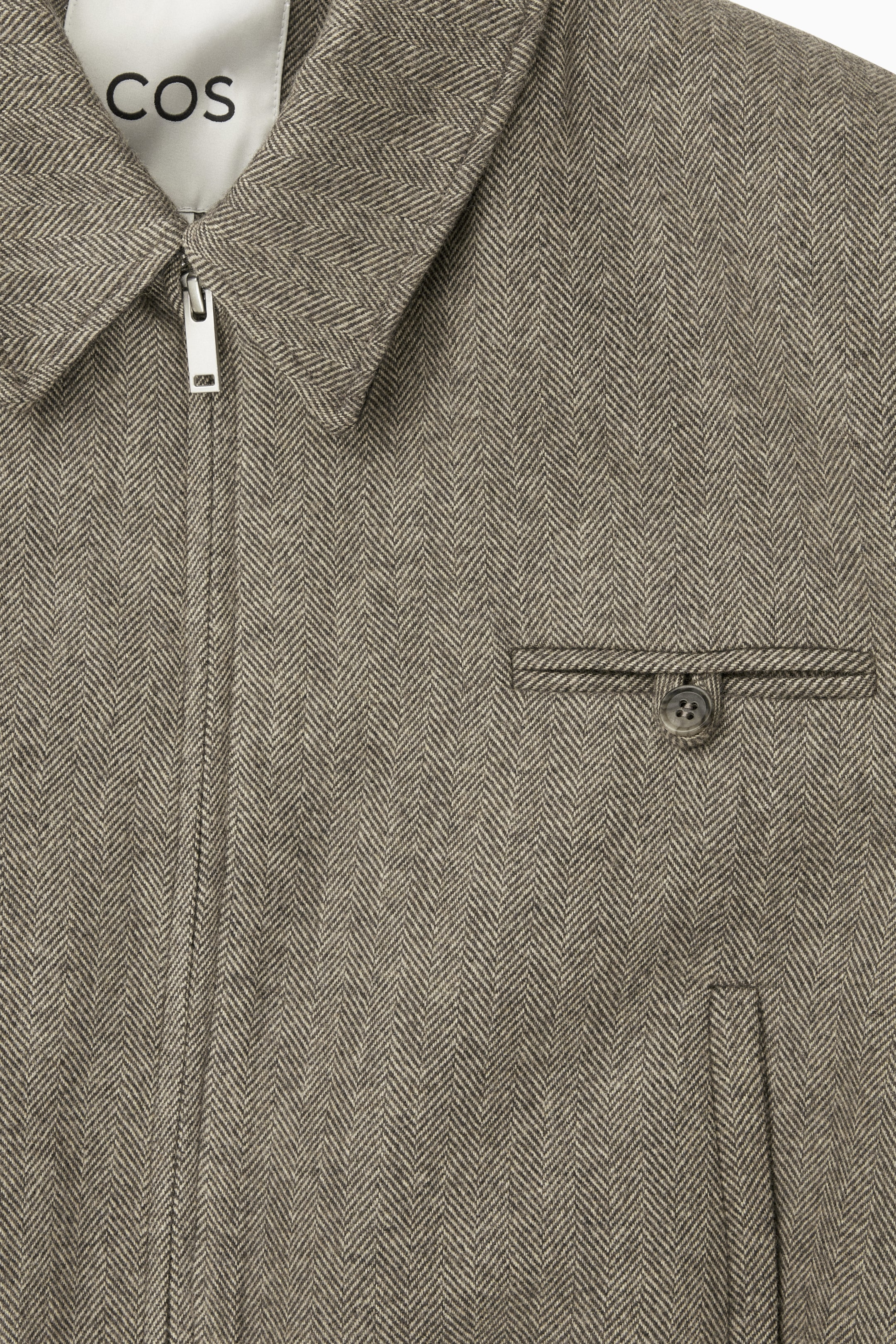 POWER-SHOULDER WOOL-HERRINGBONE JACKET