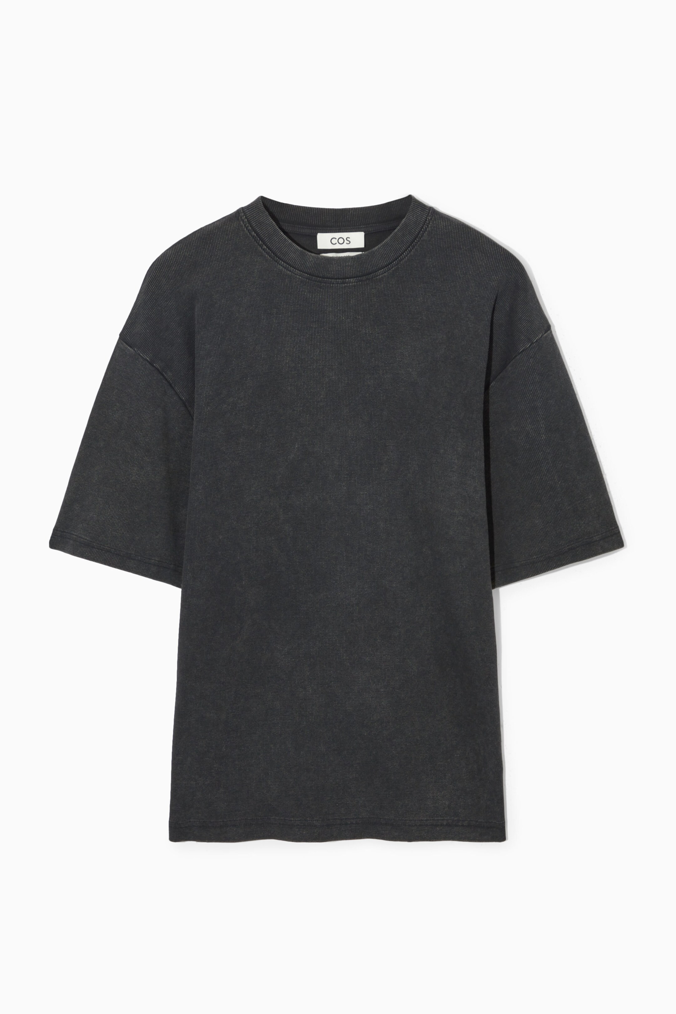 GERIPPTES OVERSIZED-T-SHIRT MIT ACID-WASCHUNG