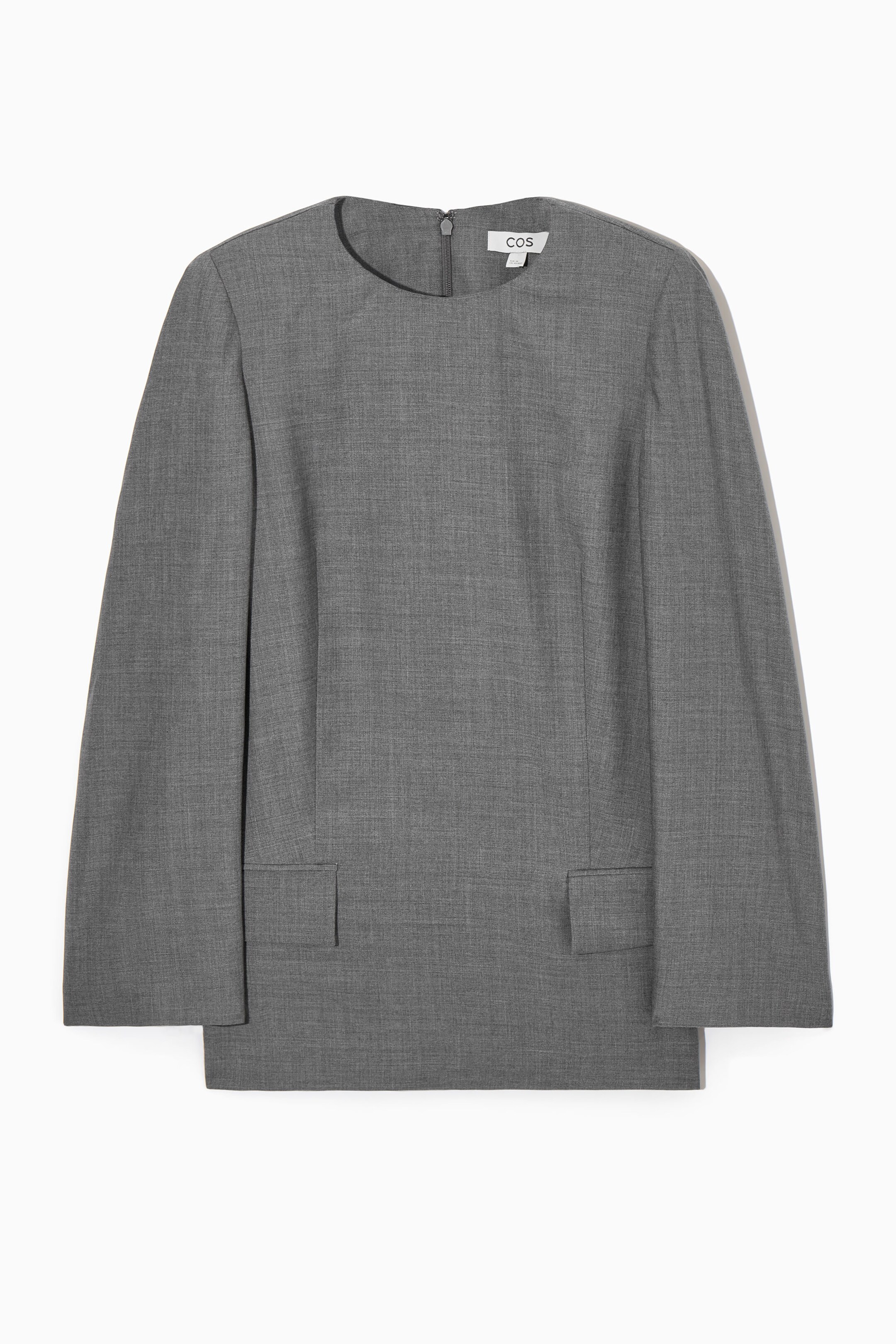 DECONSTRUCTED POWER-SHOULDER WOOL TOP