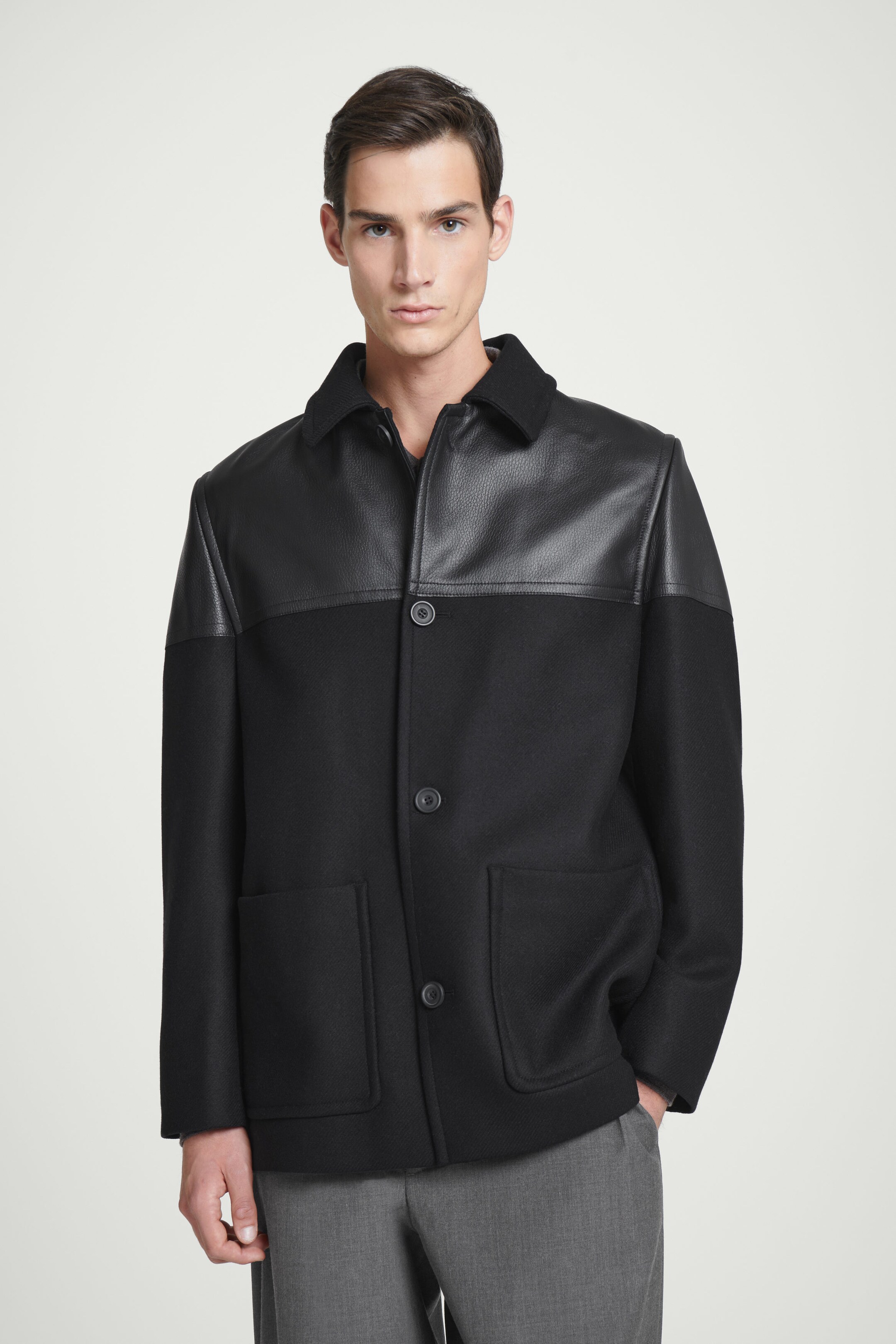 LEATHER-PANELLED DONKEY JACKET