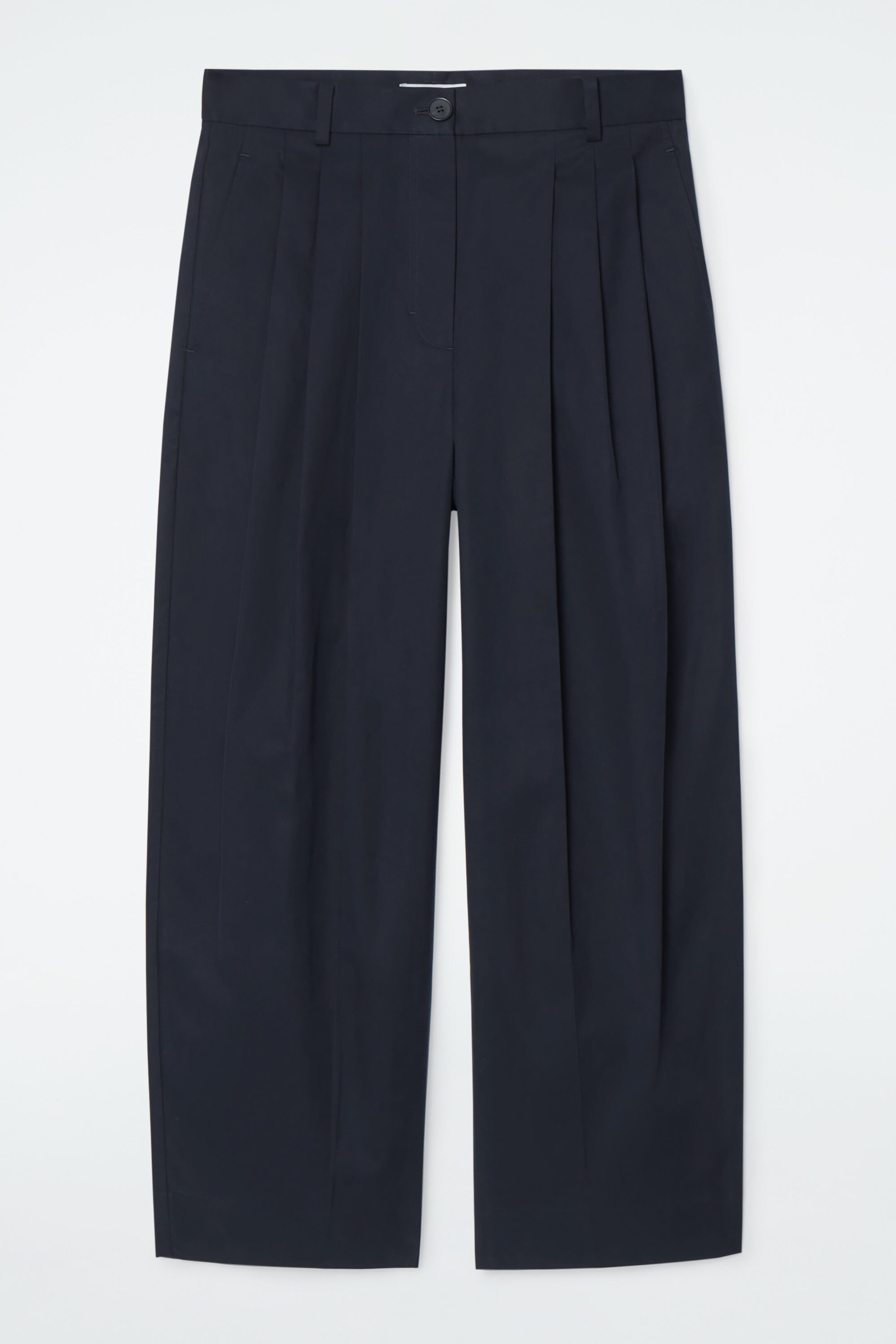 PLEATED BARREL-LEG COTTON TROUSERS