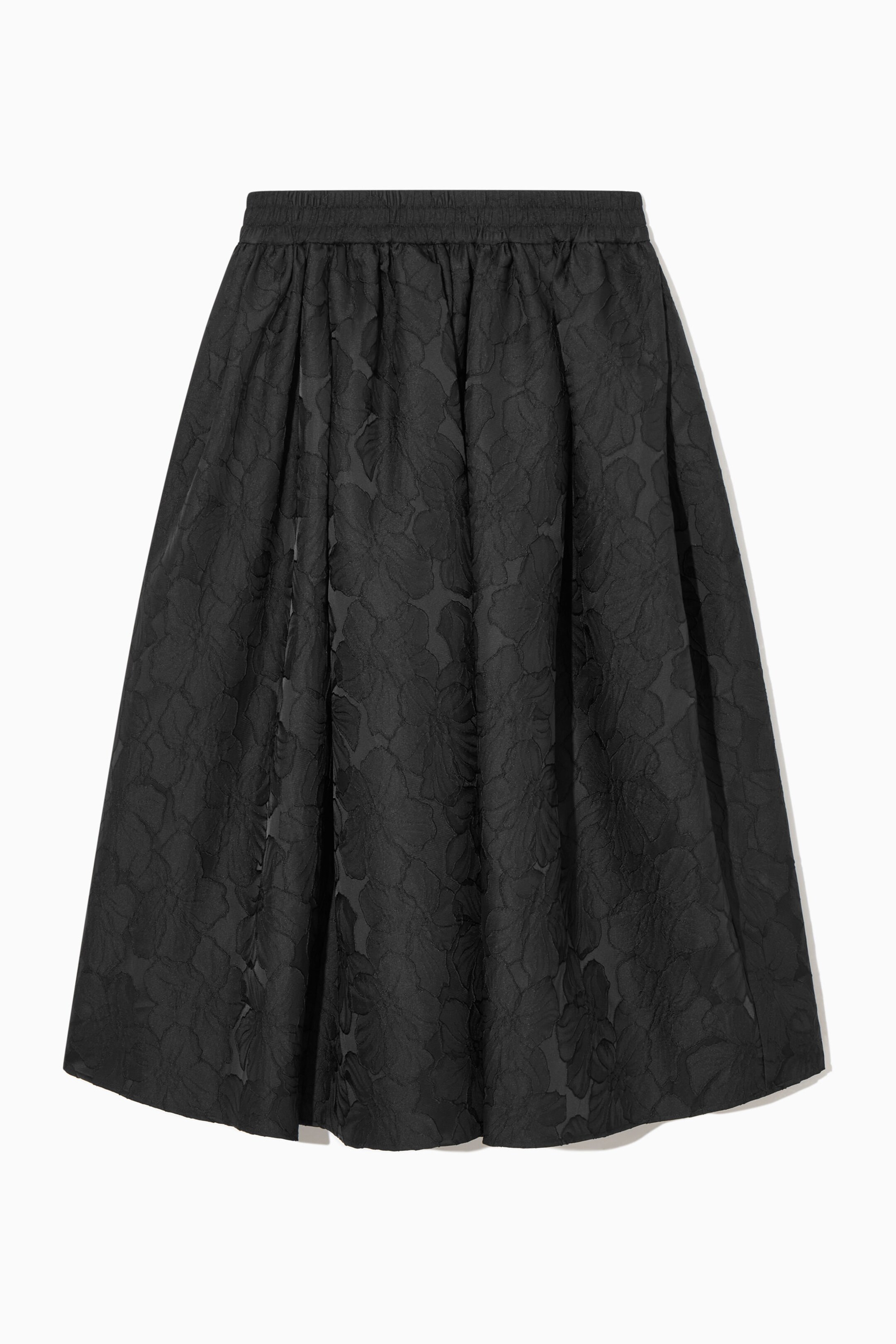 FLORAL-JACQUARD A-LINE MIDI SKIRT