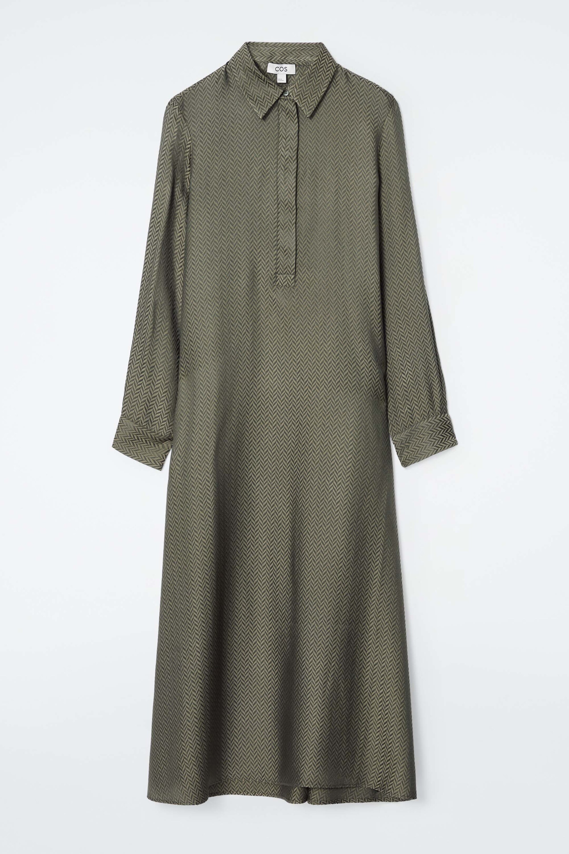 HERRINGBONE MAXI SHIRT DRESS