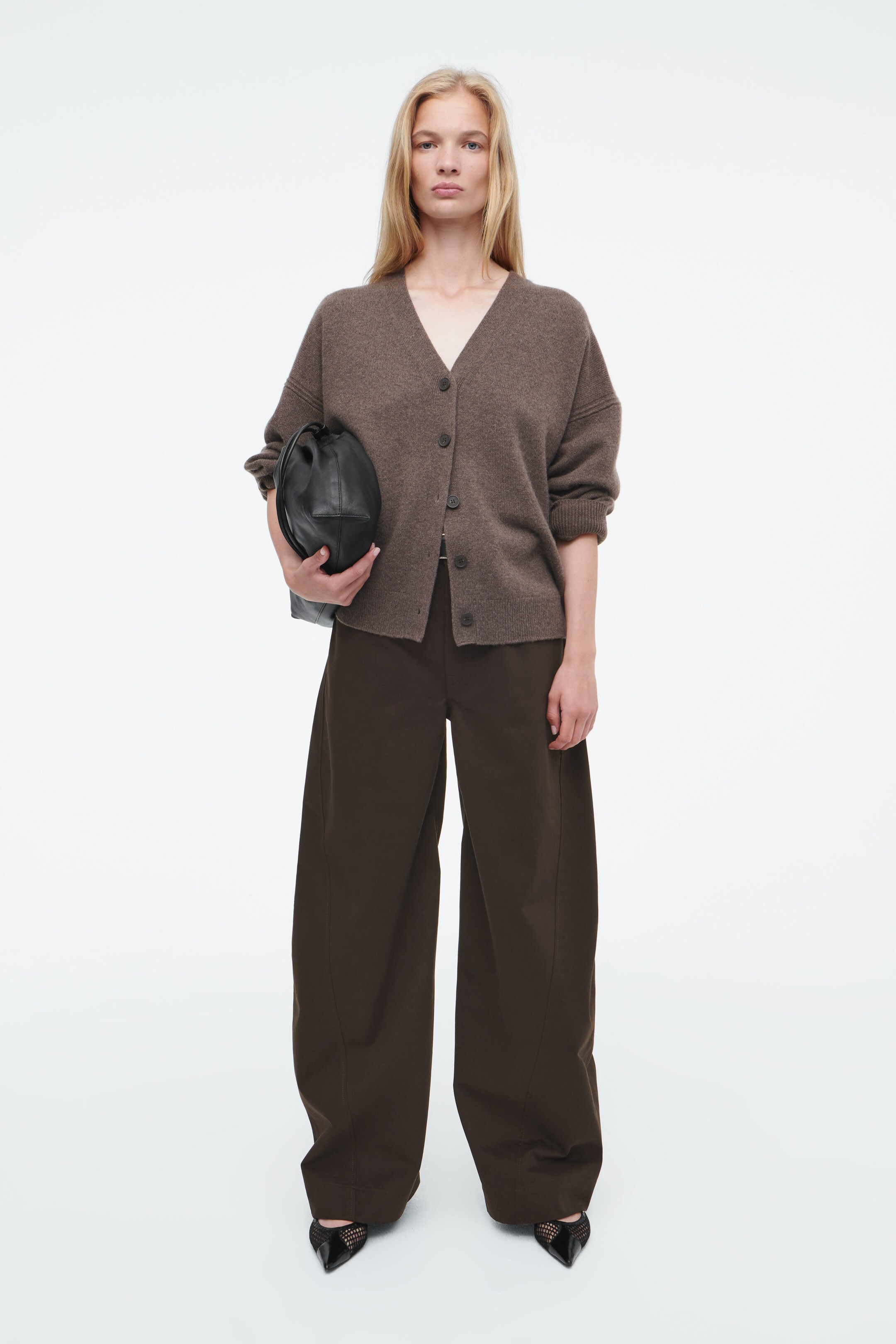 DECONSTRUCTED COTTON BARREL-LEG TROUSERS