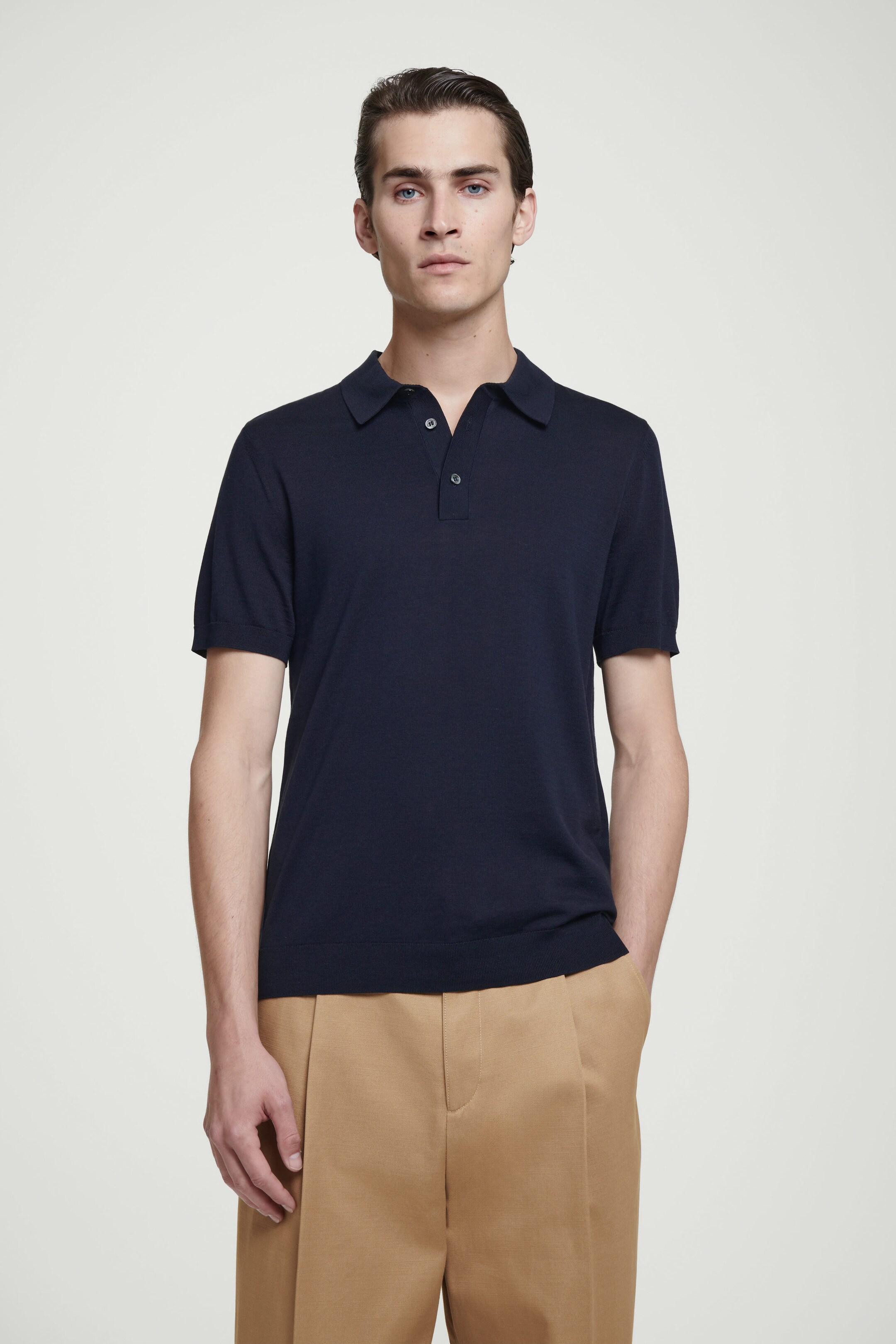 KNITTED SILK POLO SHIRT