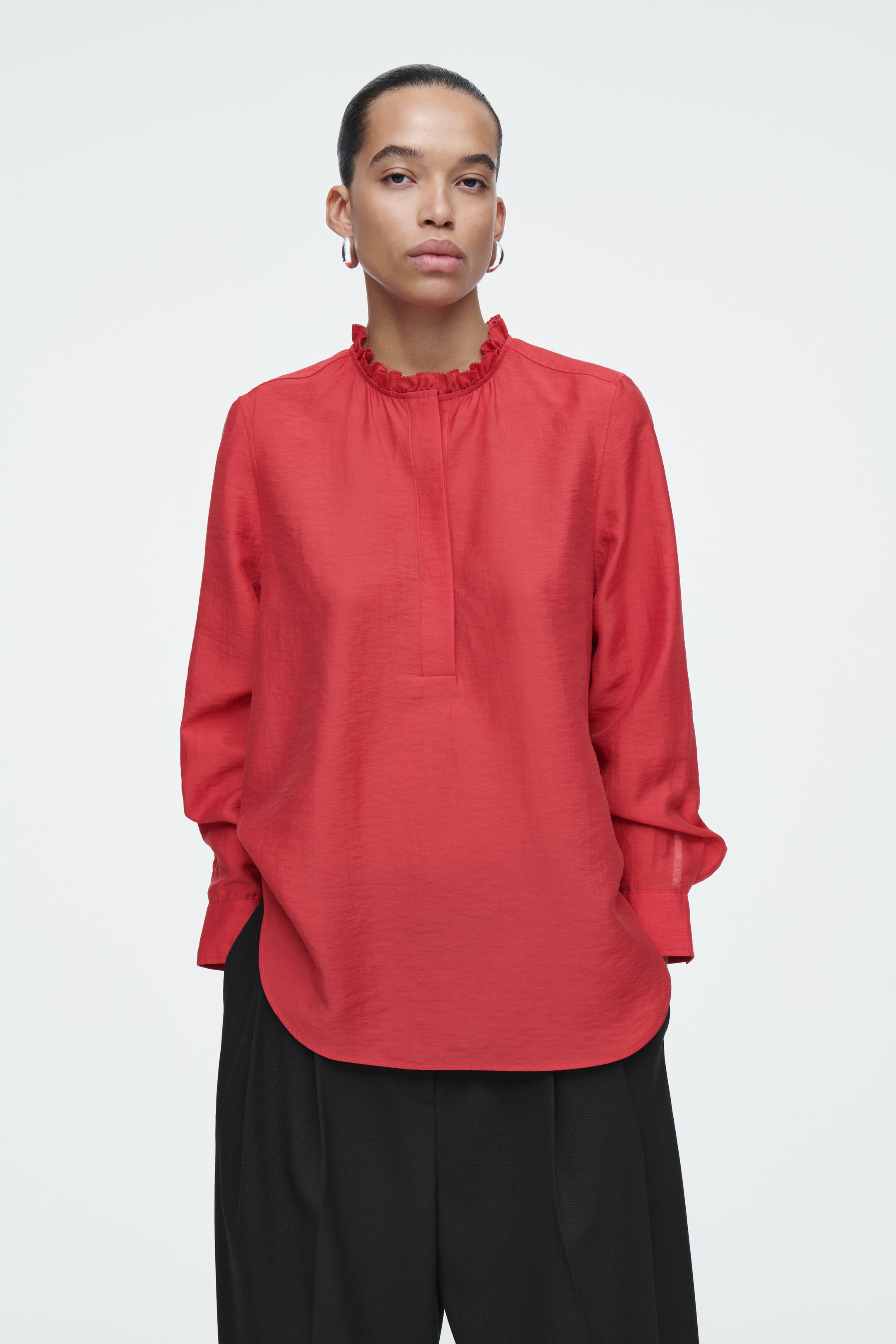 COS Ruffled Cap-Sleeve outlet Blouse