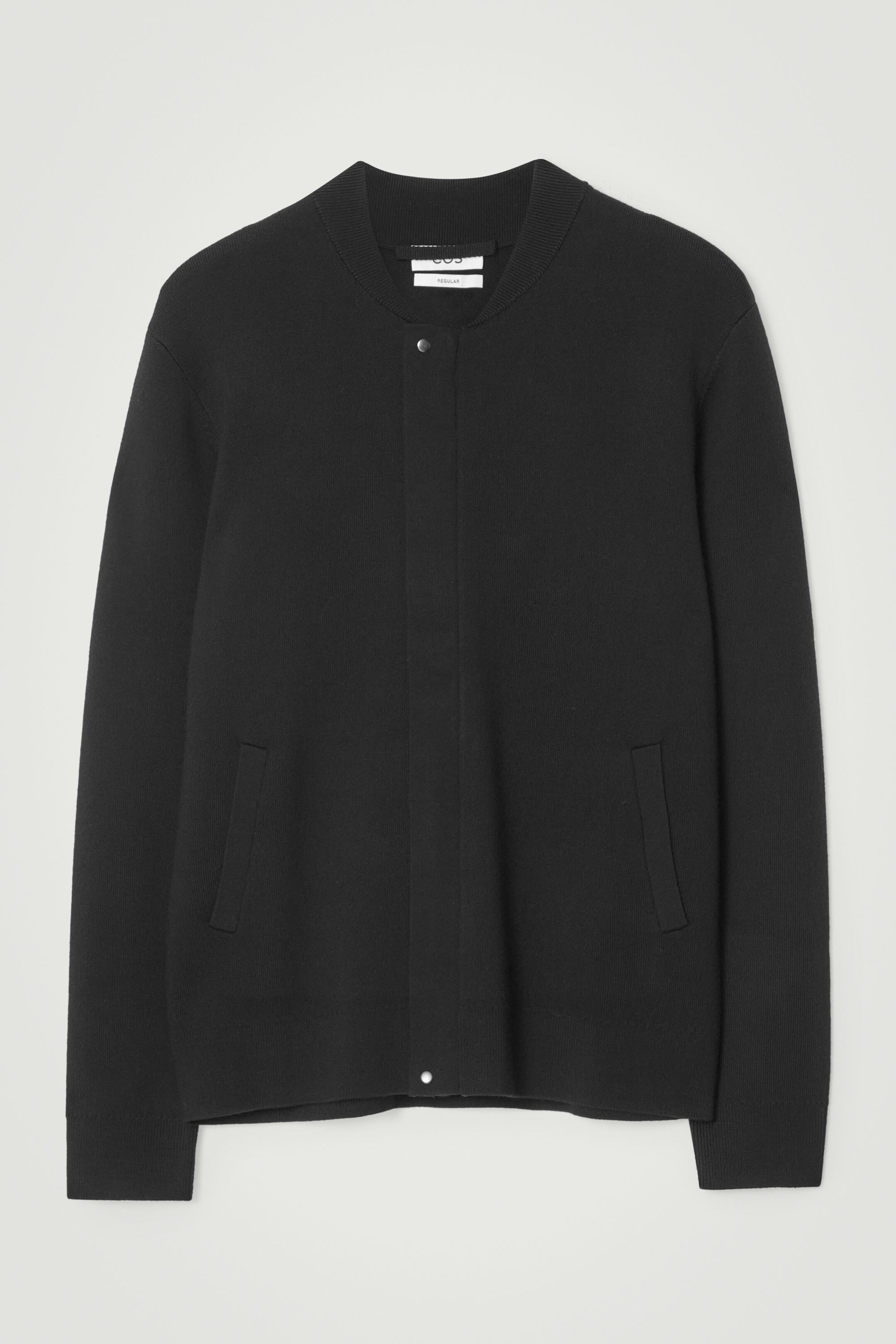 KNITTED WOOL BOMBER JACKET BLACK