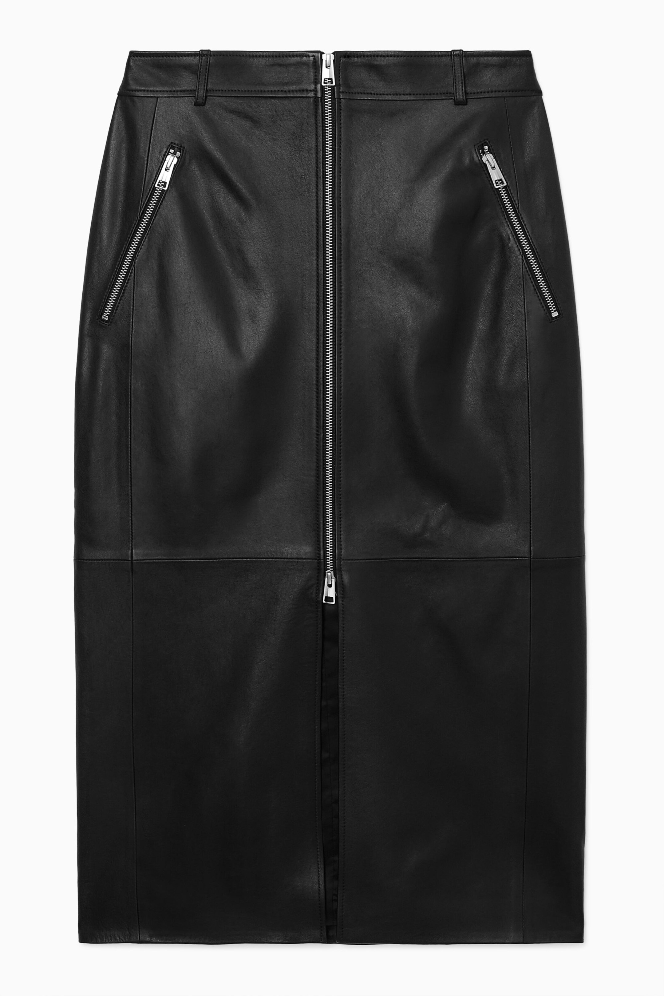 Leather midi 2024 skirt with zip