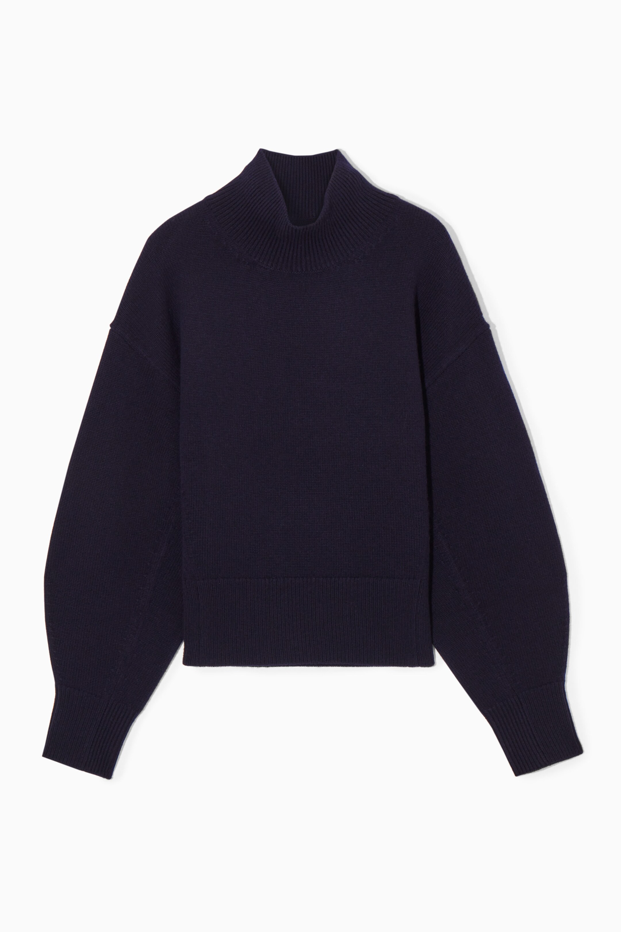 COS Bow shops Neck Cotton Knit Sweater Navy