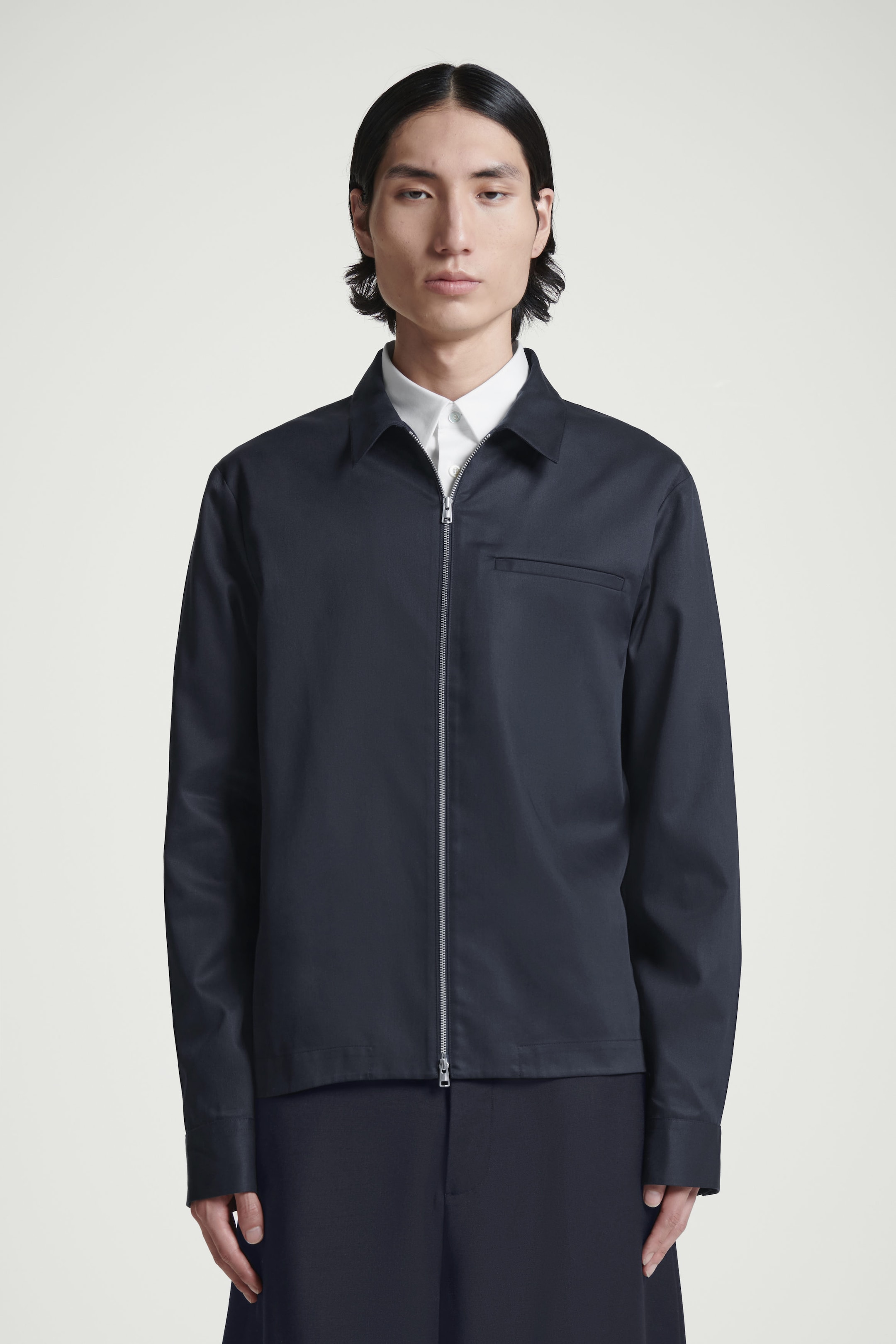 REGULAR ZIPPED TWILL OVERSHIRT