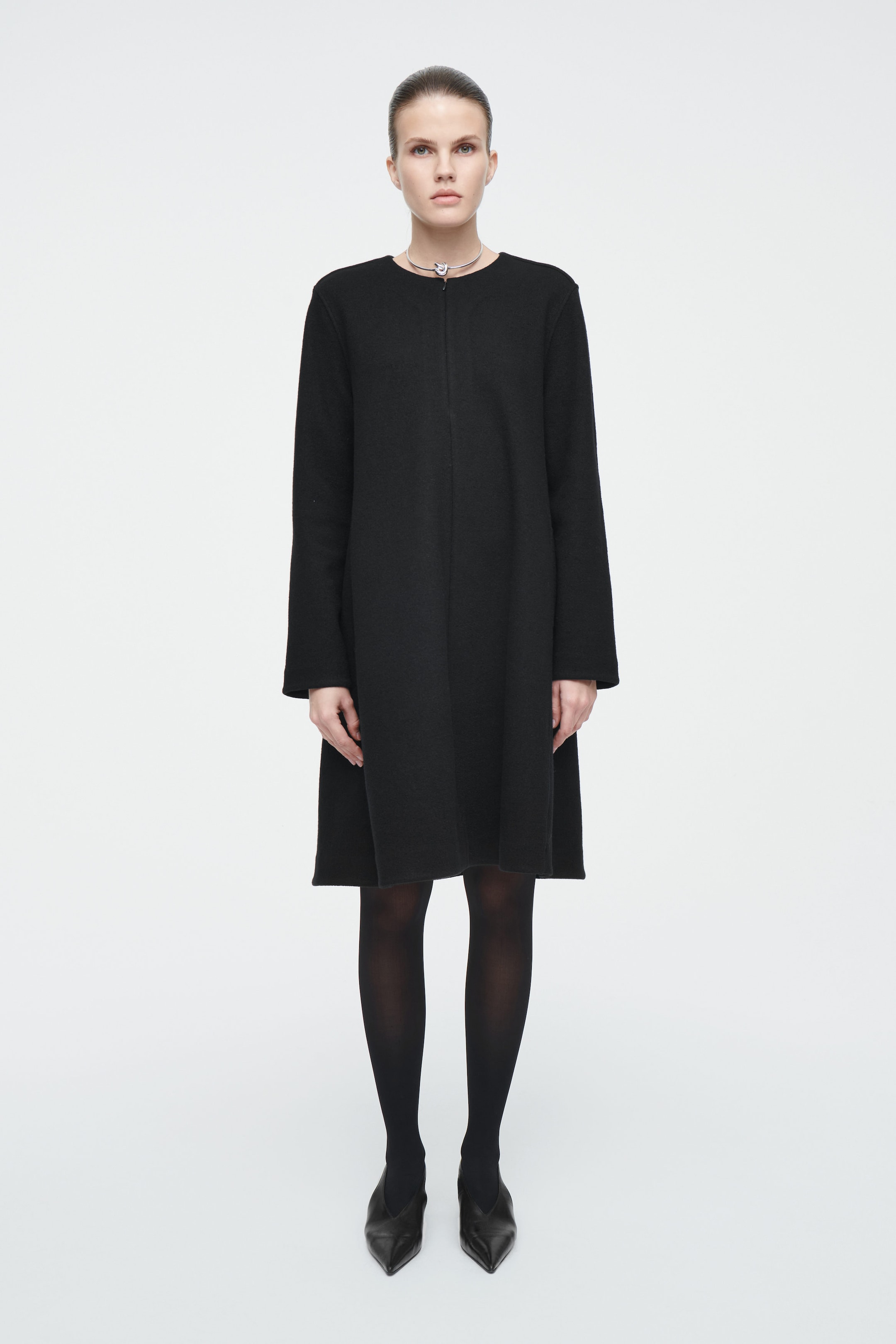 A-LINE BOILED-WOOL MINI DRESS