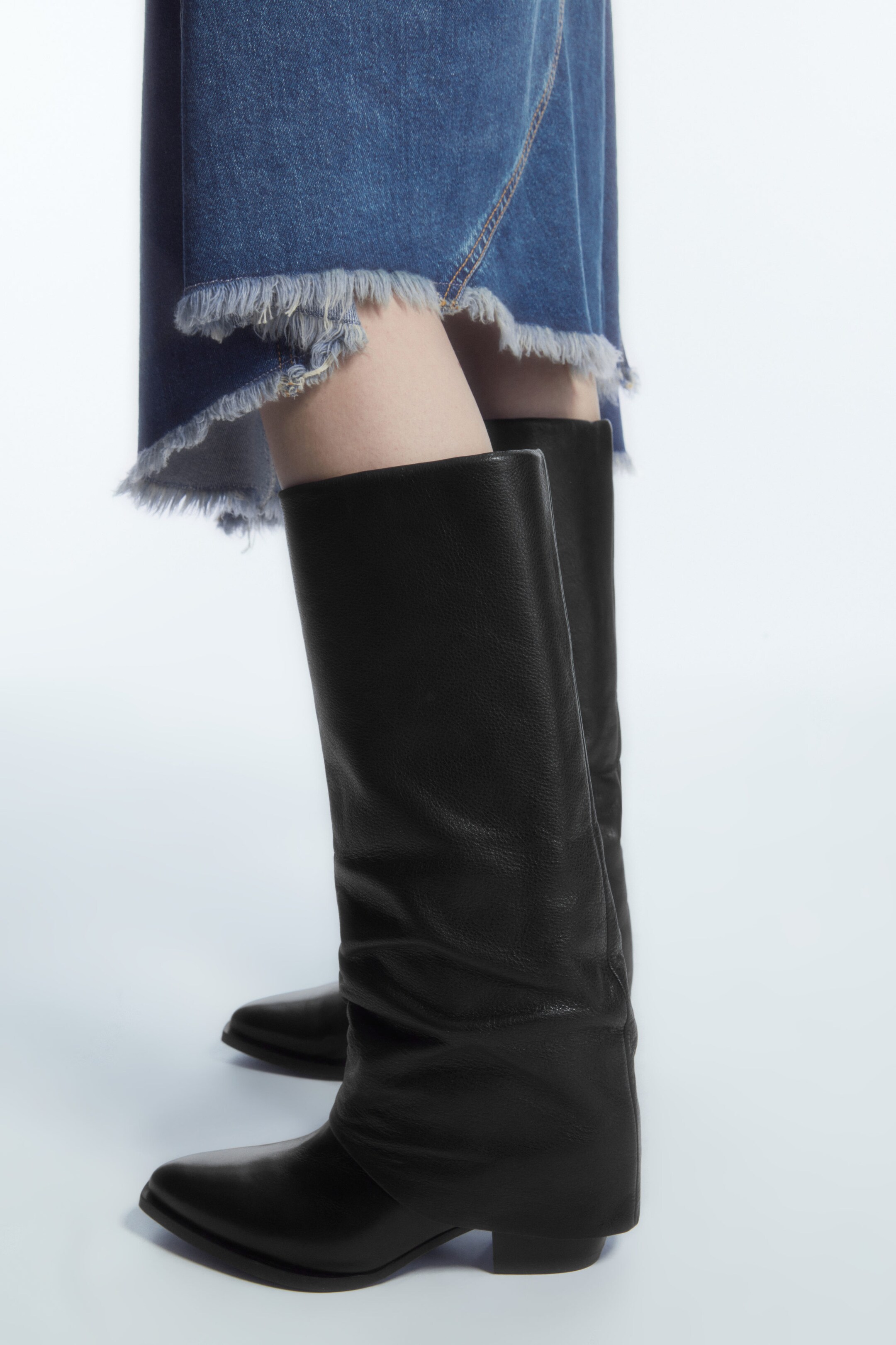 SLOUCHED LEATHER KNEE BOOTS