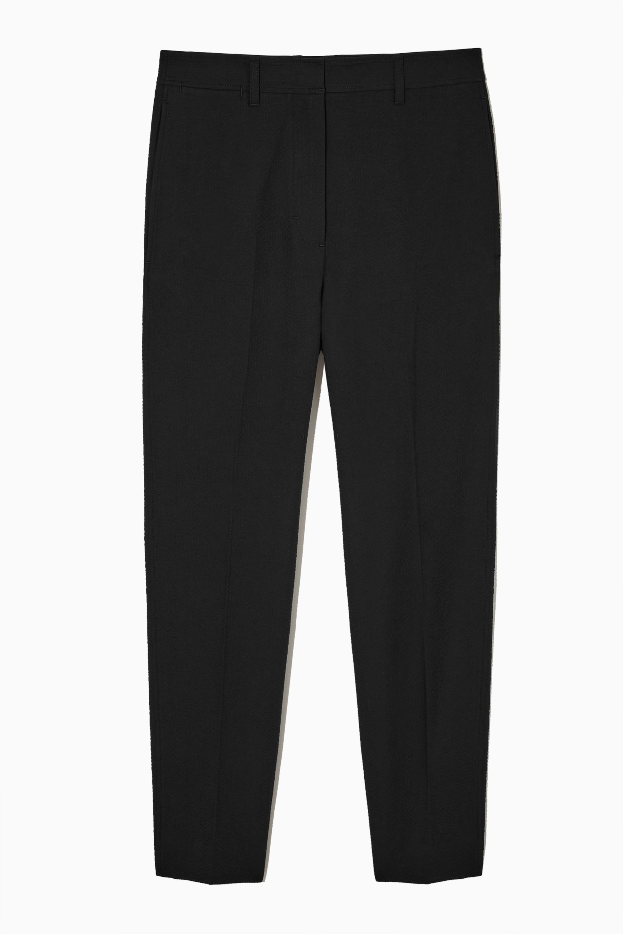 SLIM-LEG SEERSUCKER TROUSERS