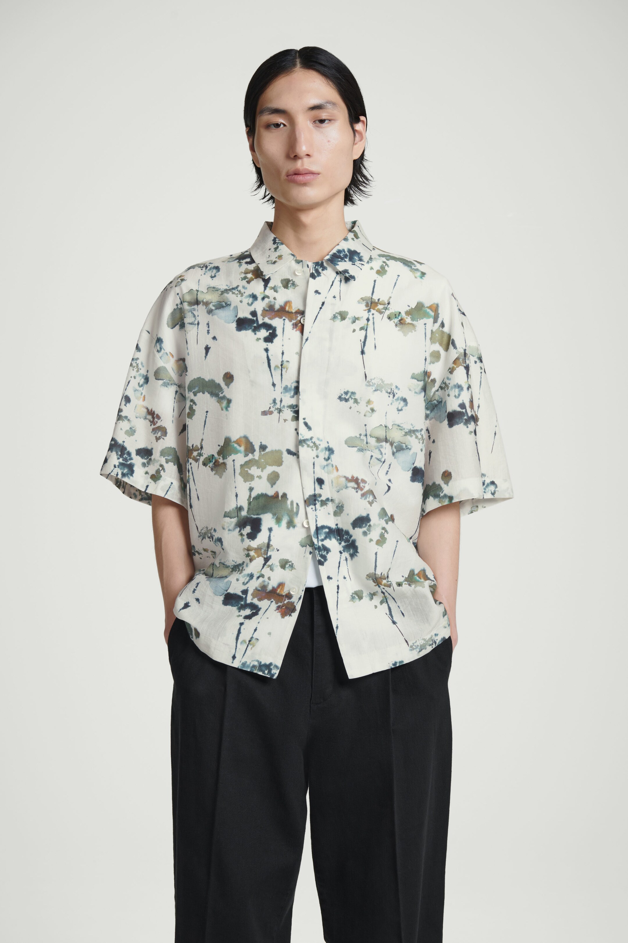 CHEMISE OVERSIZE MANCHES COURTES IMPRIMÉ FLEURI