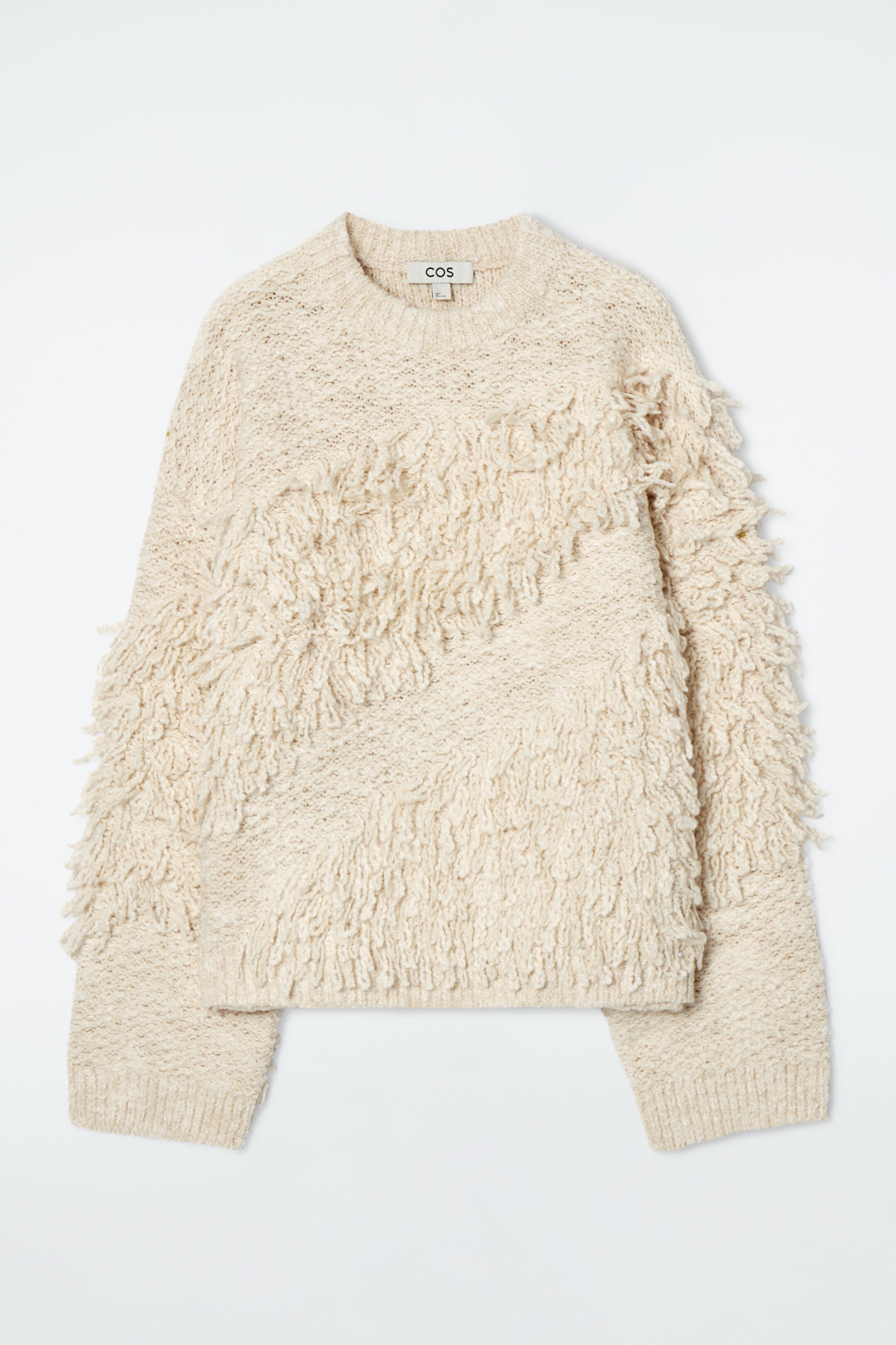 TEXTURED LOOP KNIT WOOL JUMPER ECRU