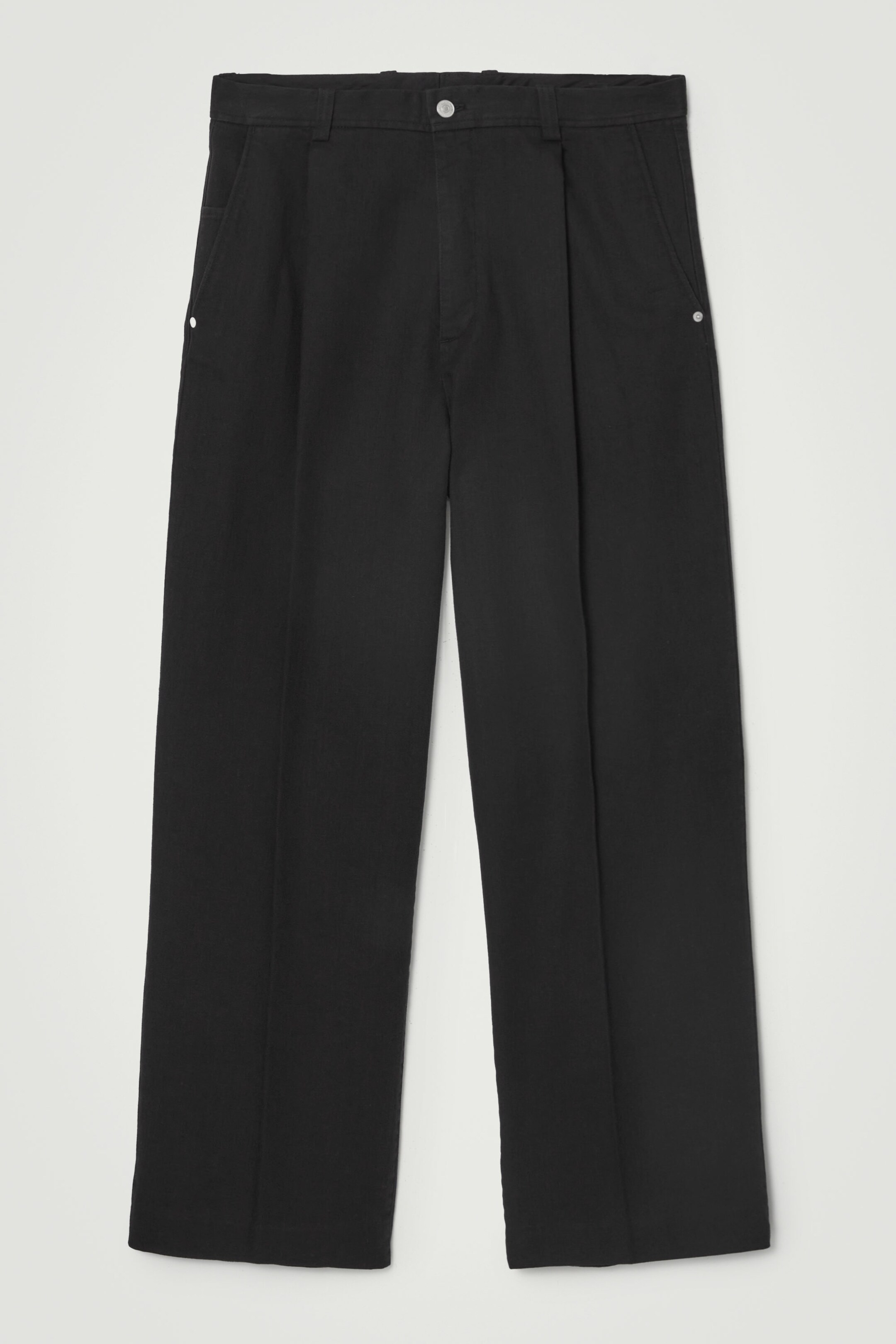 PLEATED WIDE-LEG DENIM TROUSERS