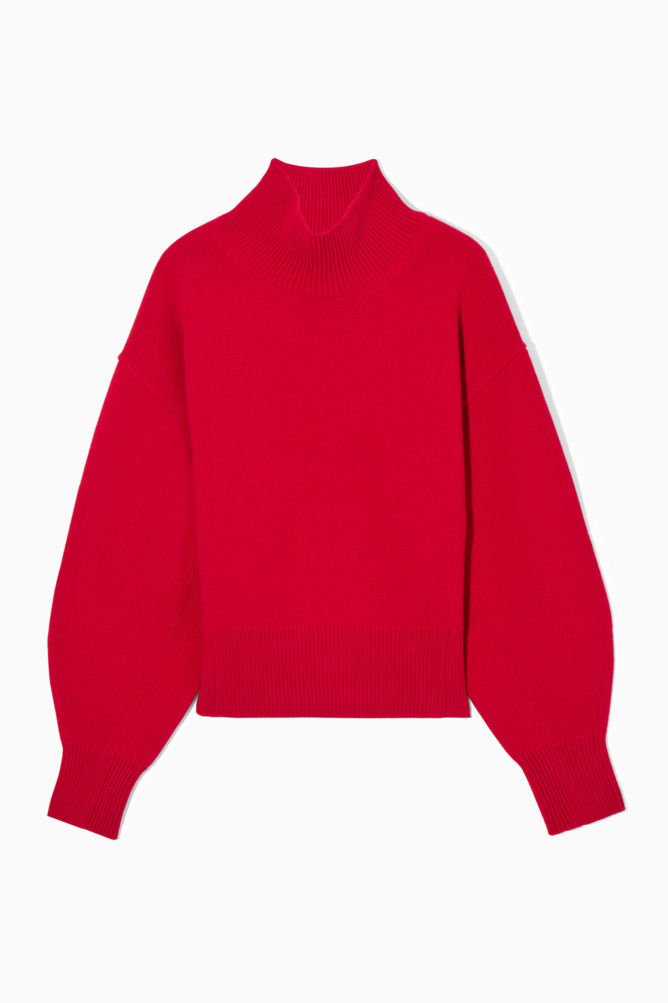 FUNNEL-NECK WAISTED WOOL JUMPER