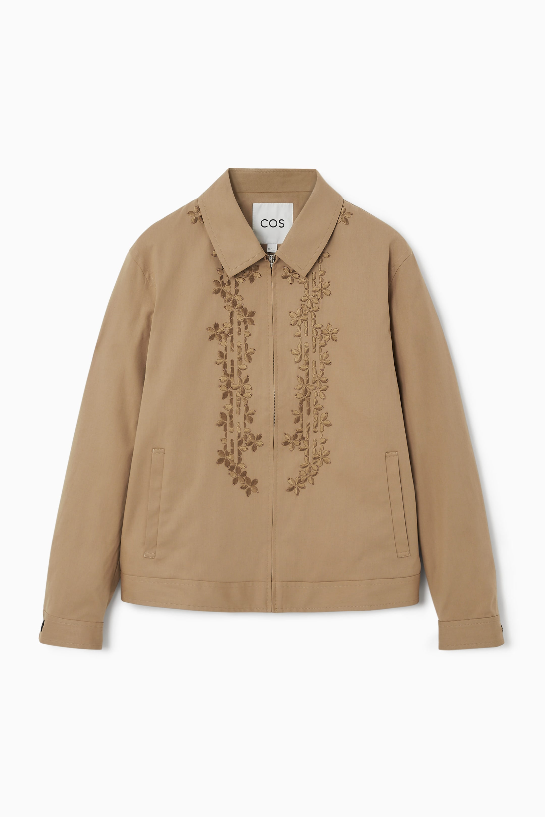 EMBROIDERED FLORAL ZIP-UP OVERSHIRT