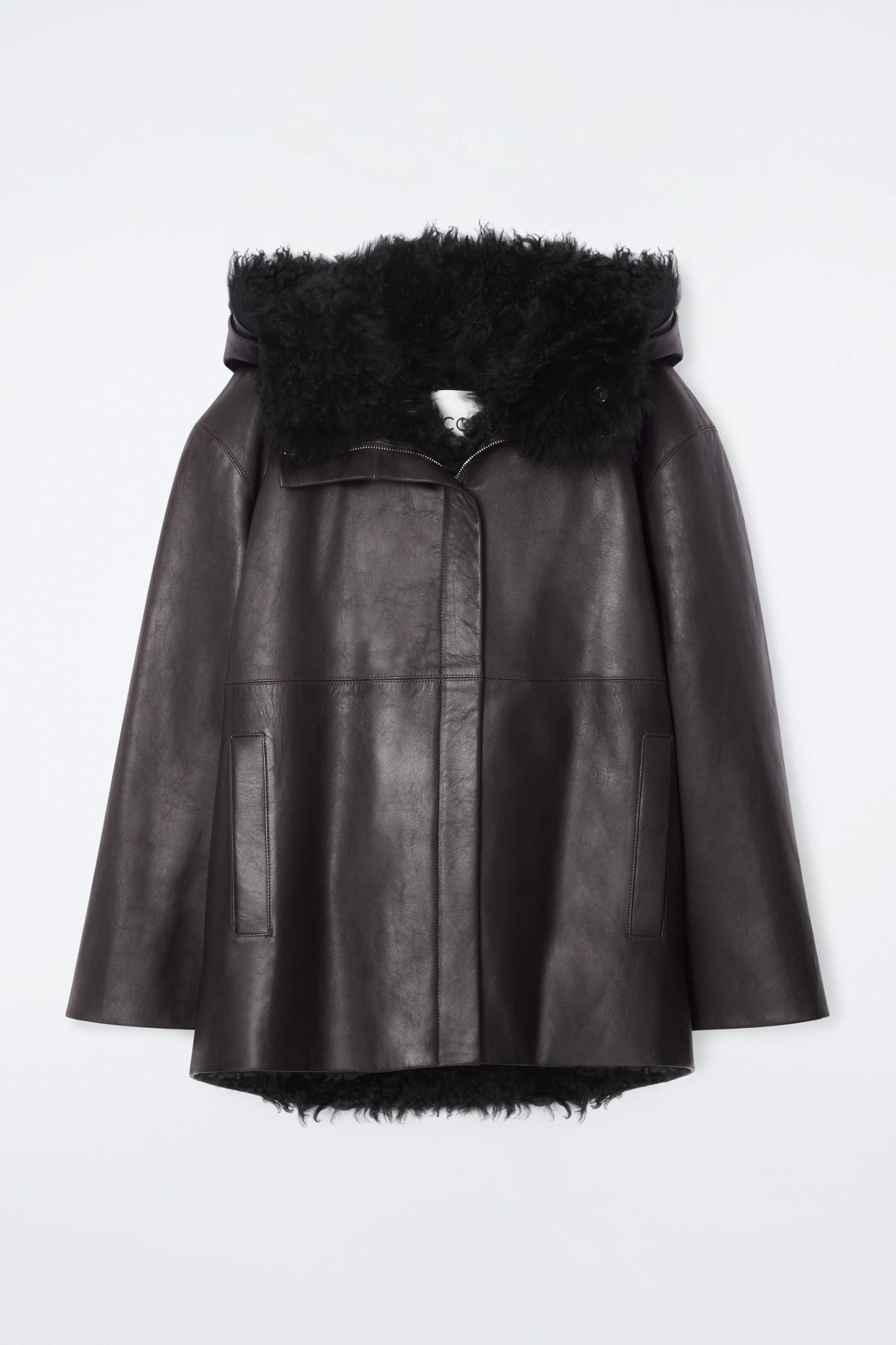 SHEARLING-LINED NAPPA HOODED JACKET