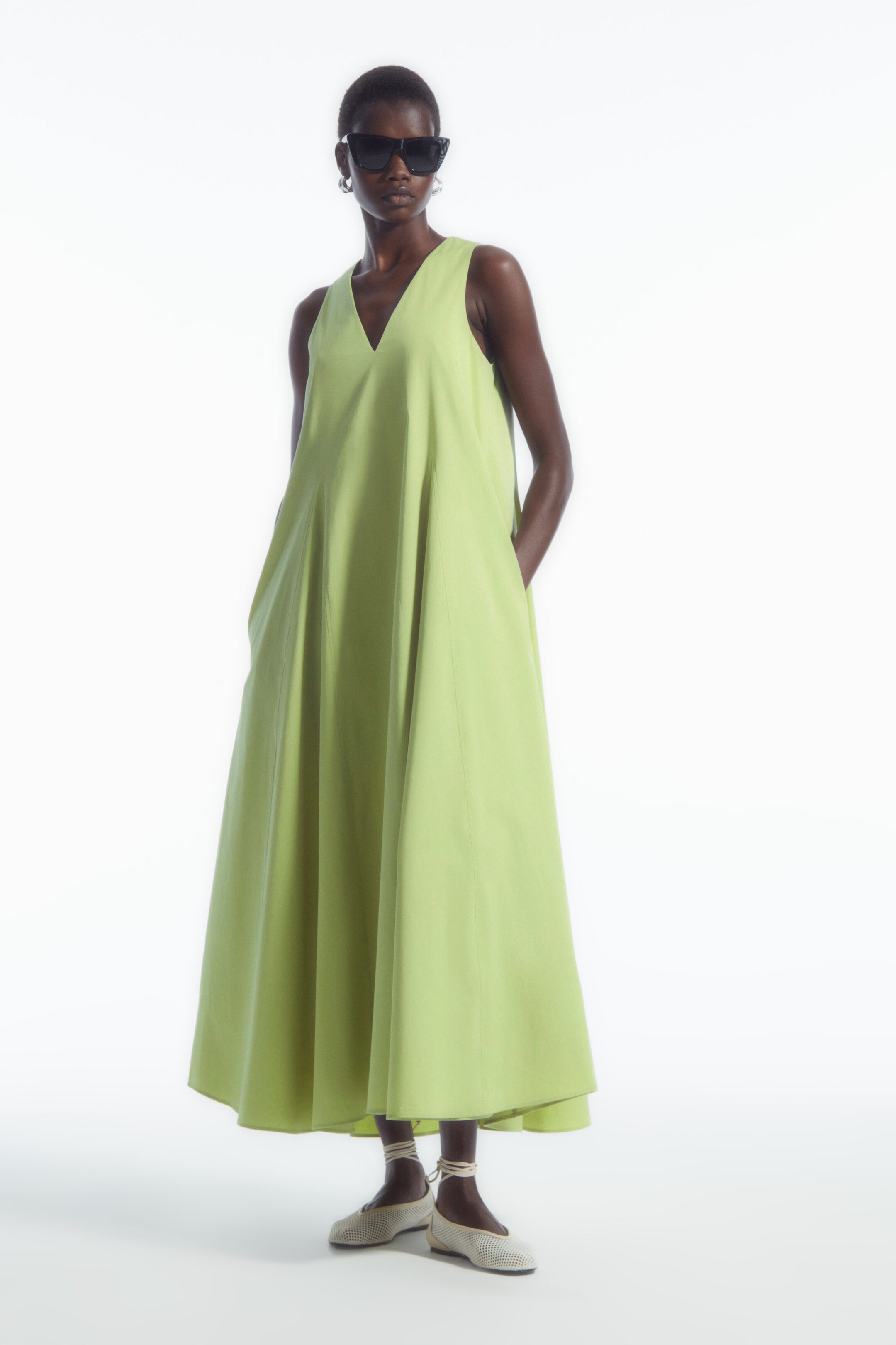 Cos green silk dress orders