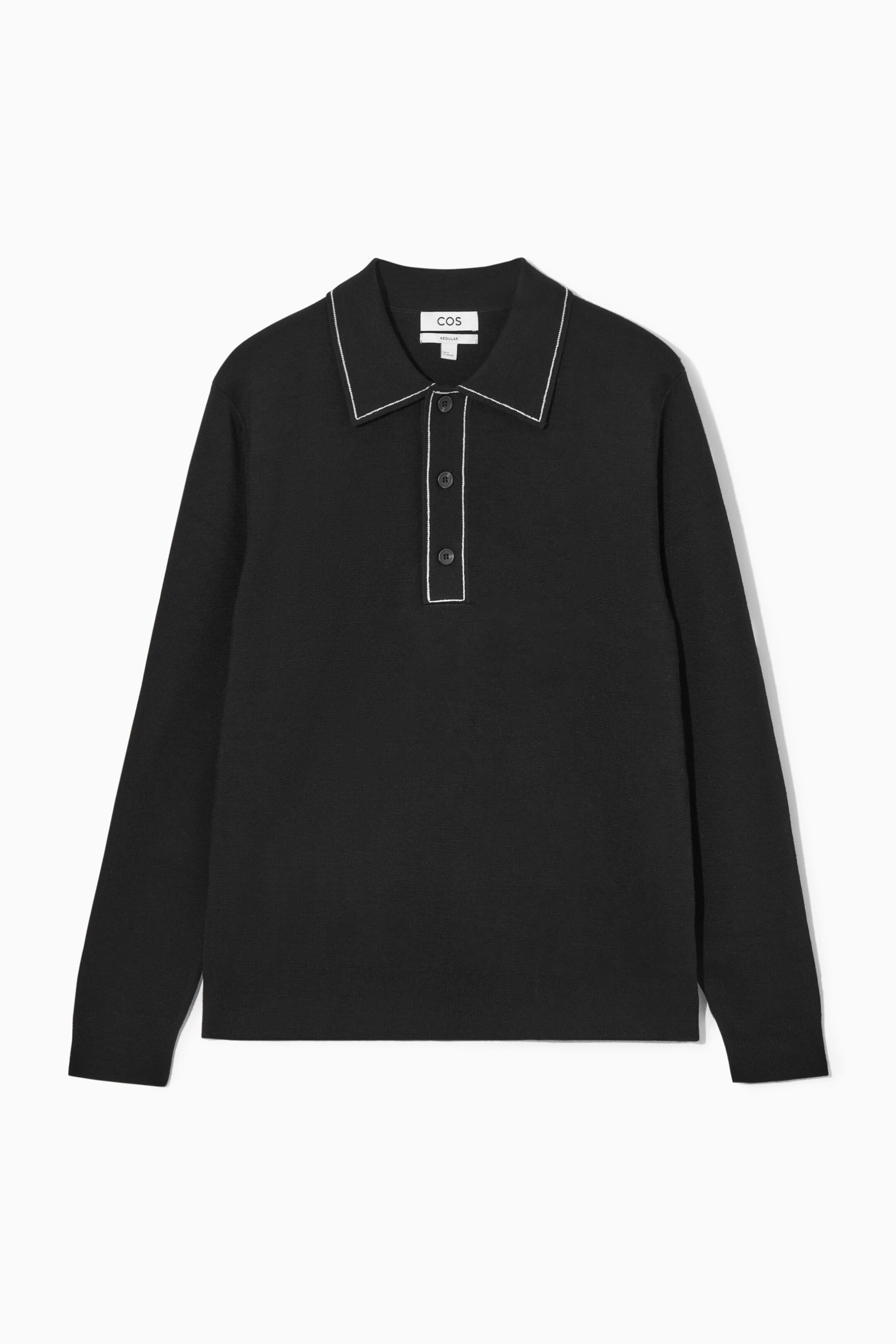 CONTRAST-STITCH WOOL POLO SHIRT