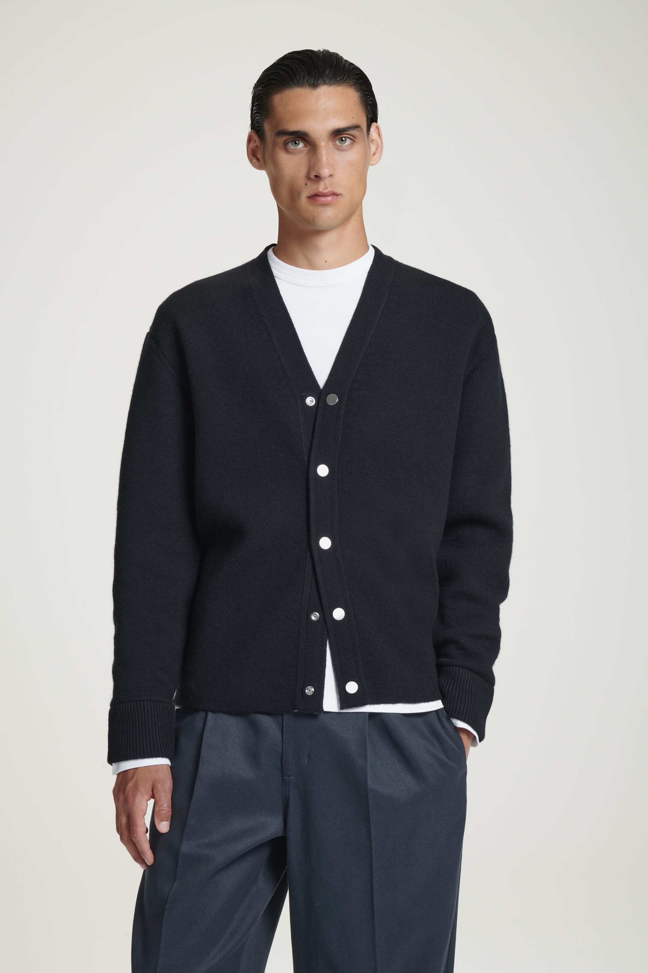 CARDIGAN COL V EN LAINE DOUBLE FACE