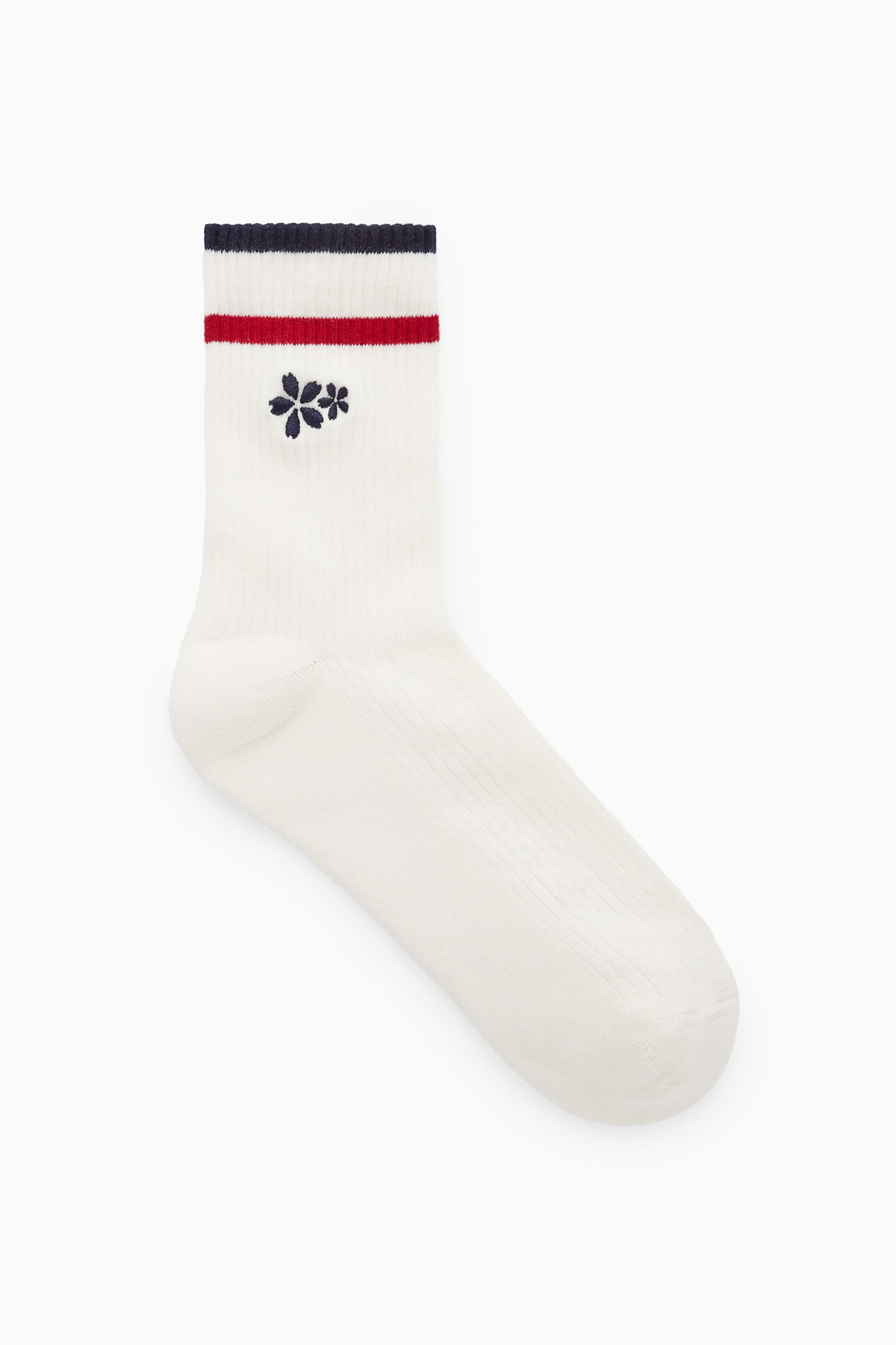 RIBBED EMBROIDERED SOCKS