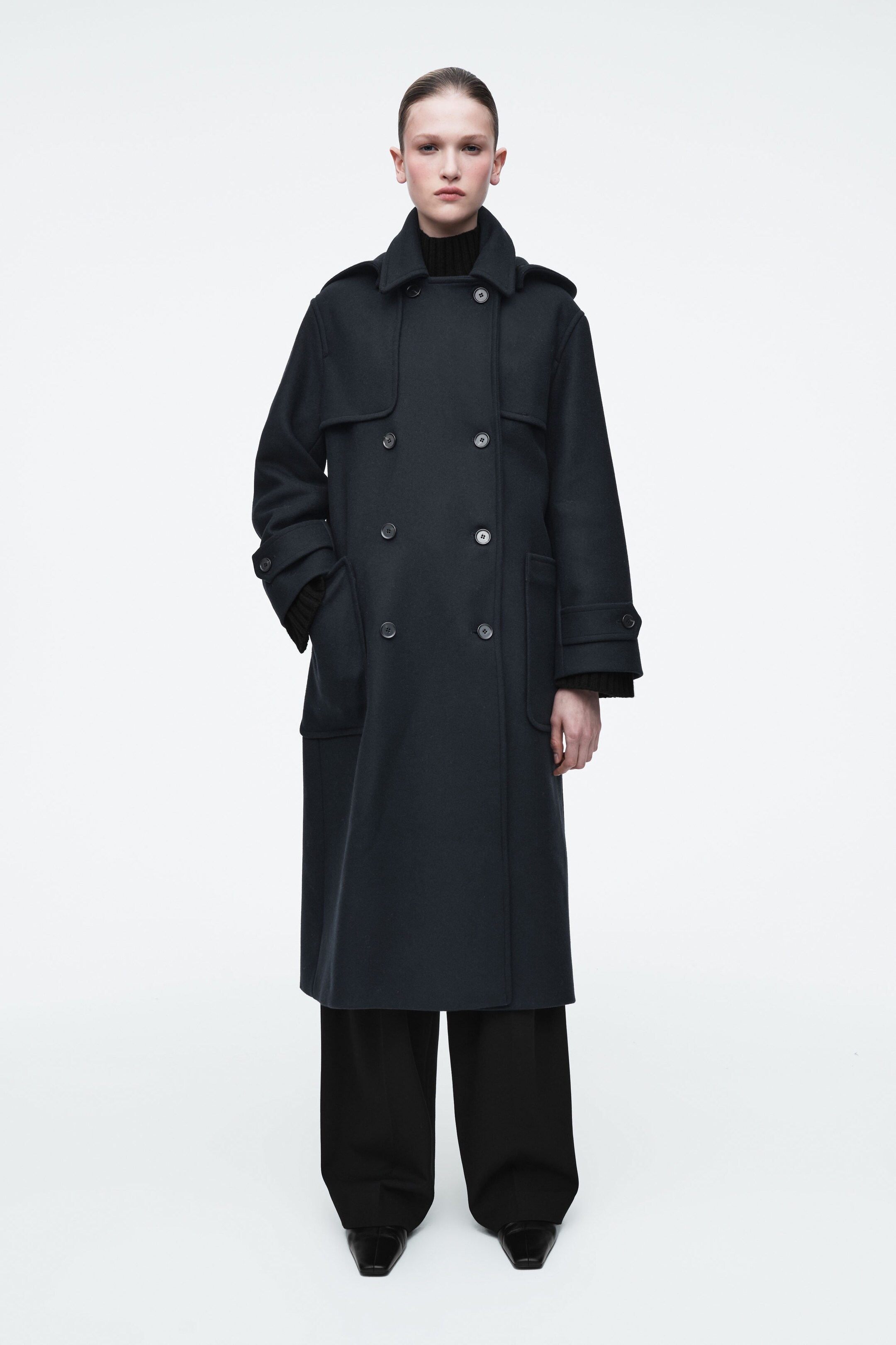 HOODED WOOL DUFFLE COAT