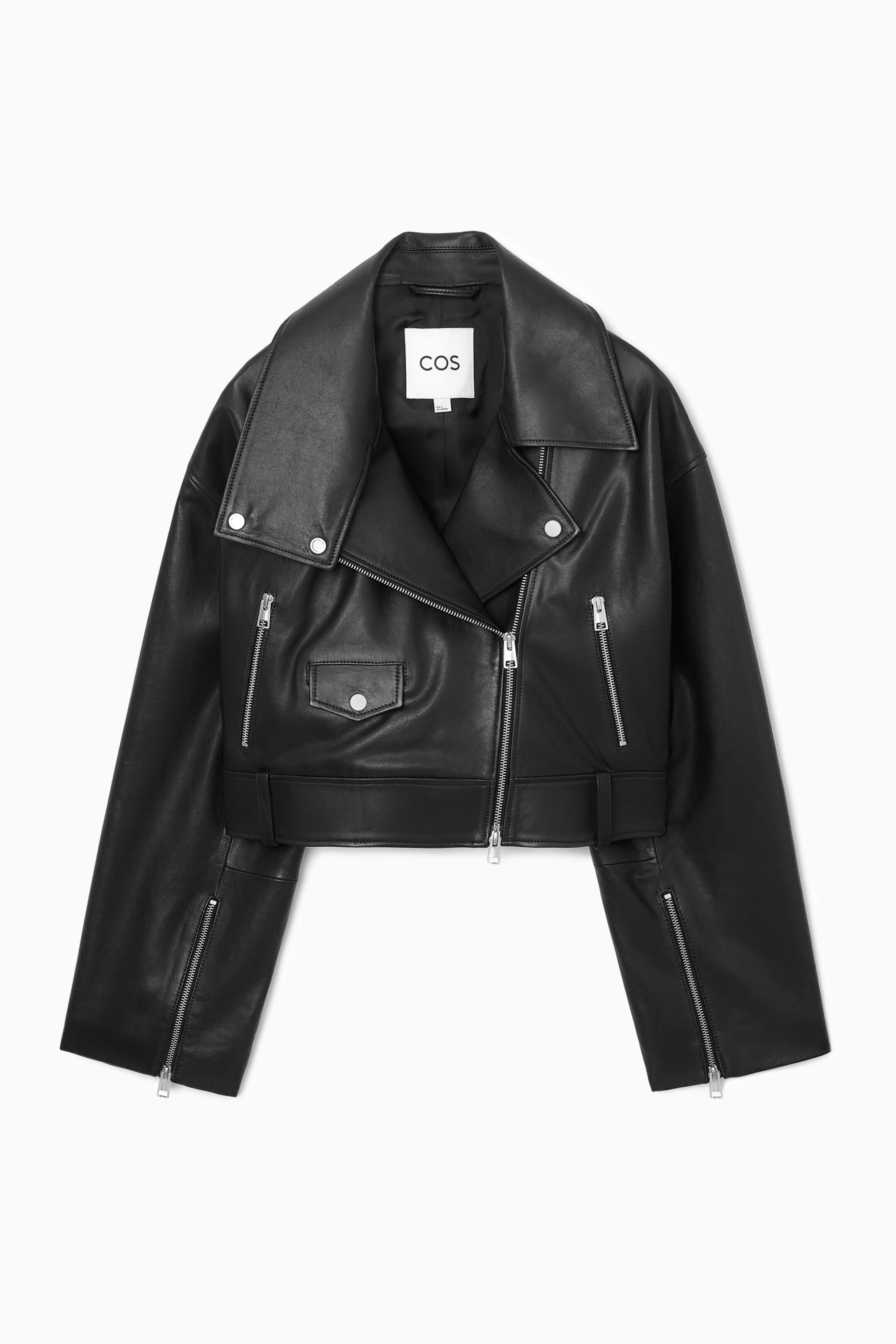 VESTE BIKER COURTE OVERSIZE EN CUIR