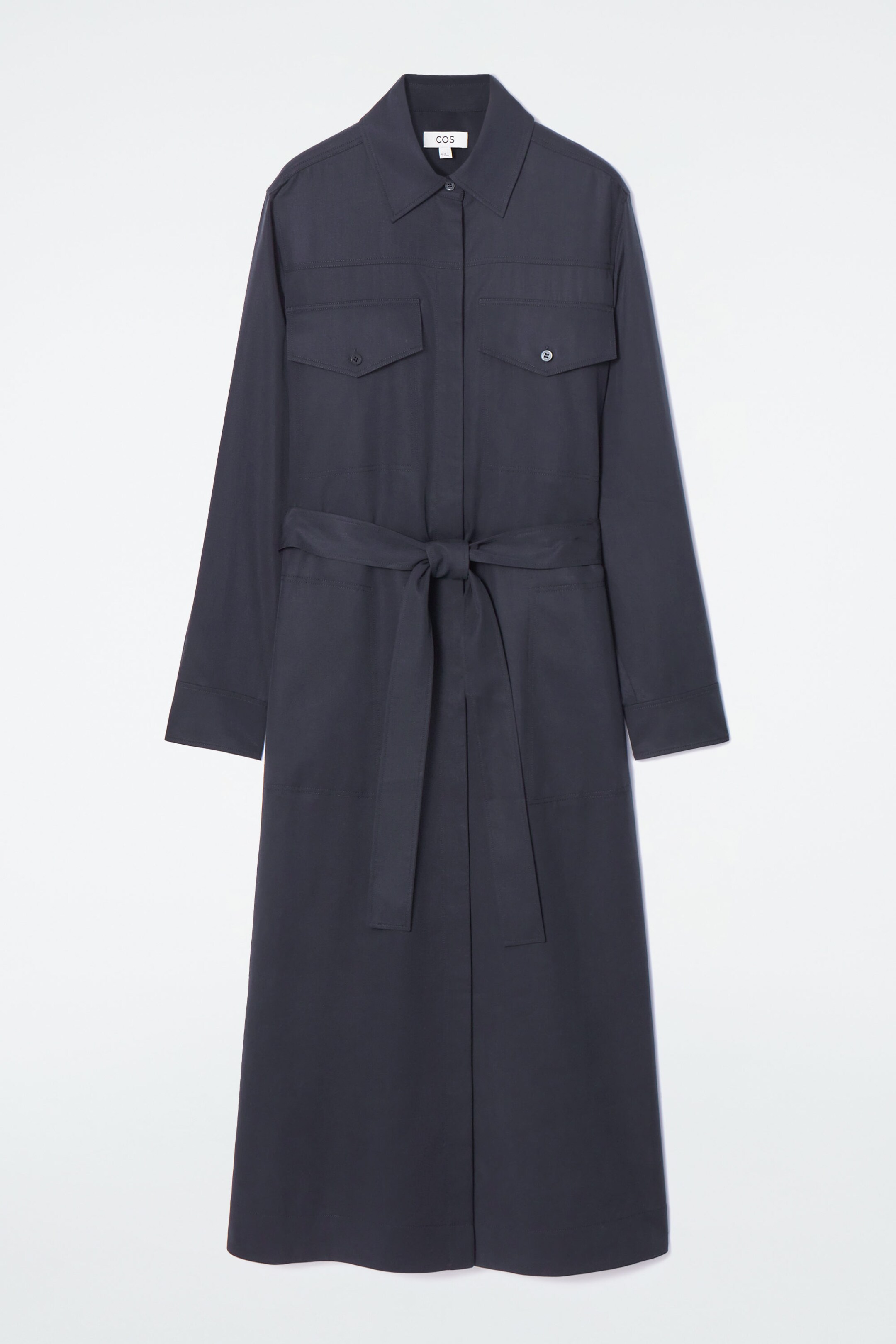 BELTED MIDI SHIRT DRESS