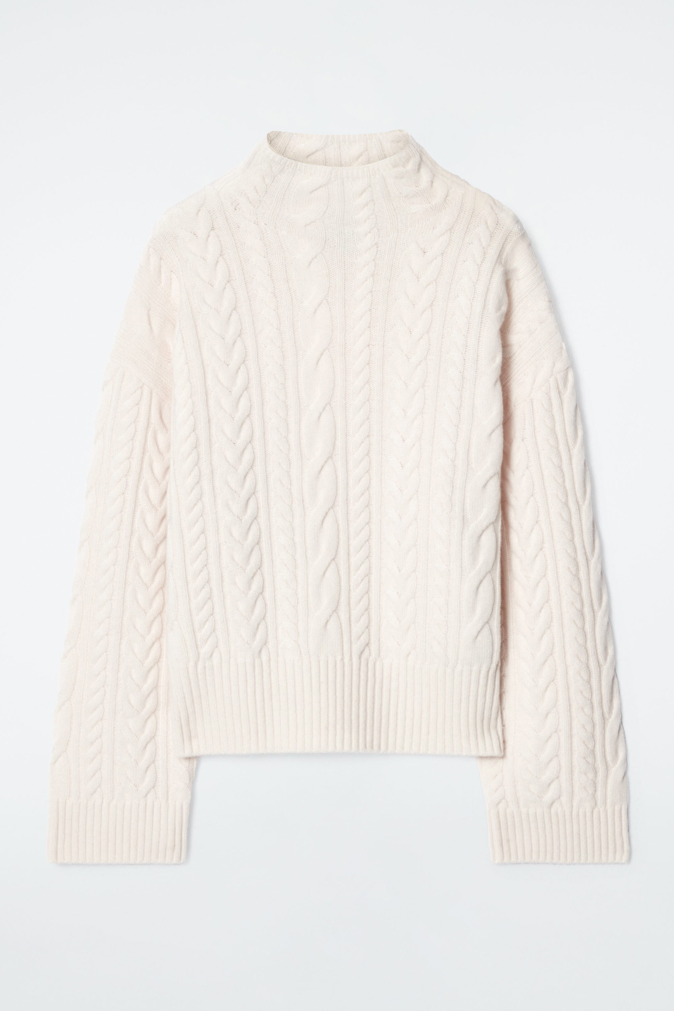 CABLE-KNIT WOOL FUNNEL-NECK JUMPER