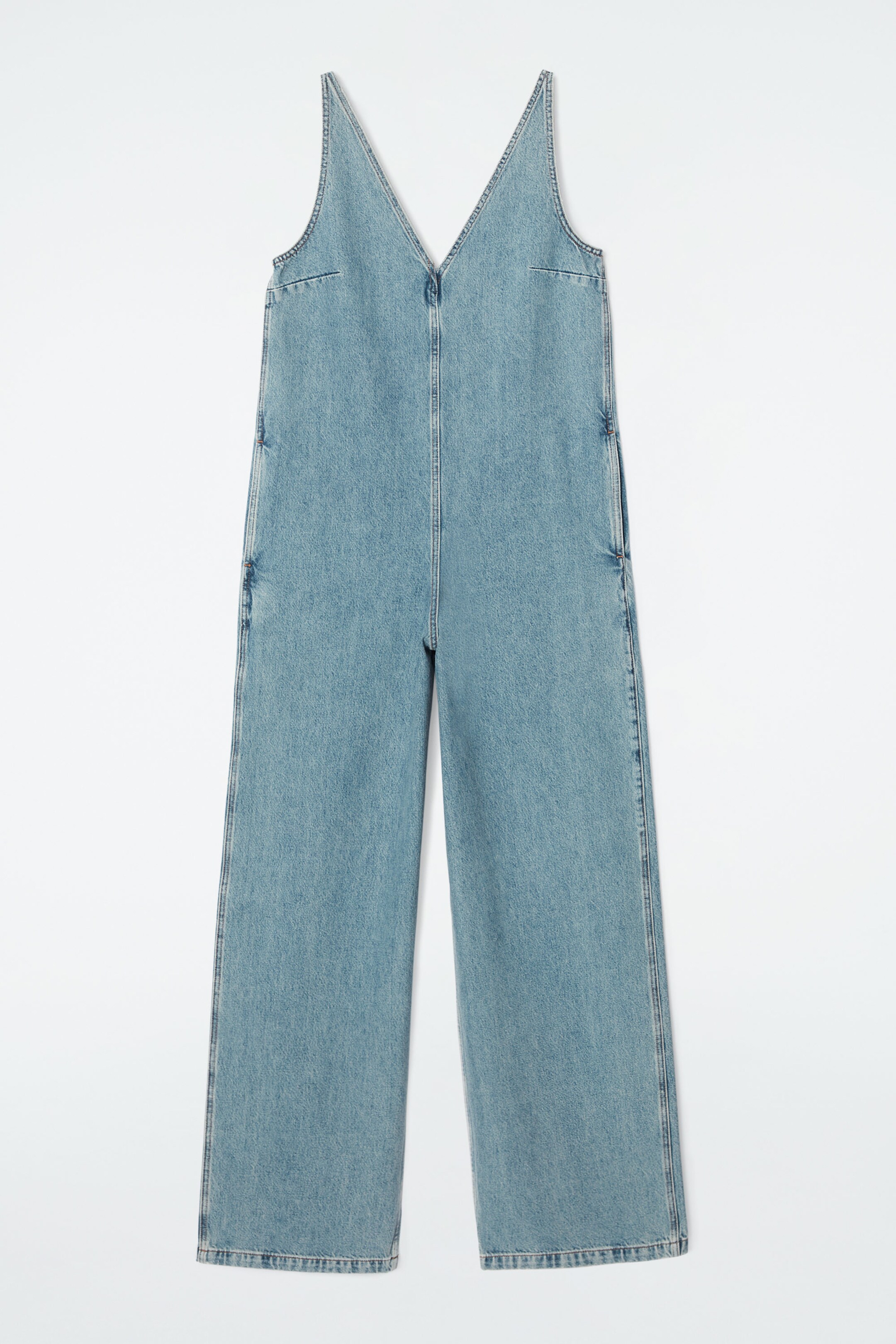 V-NECK DENIM JUMPSUIT