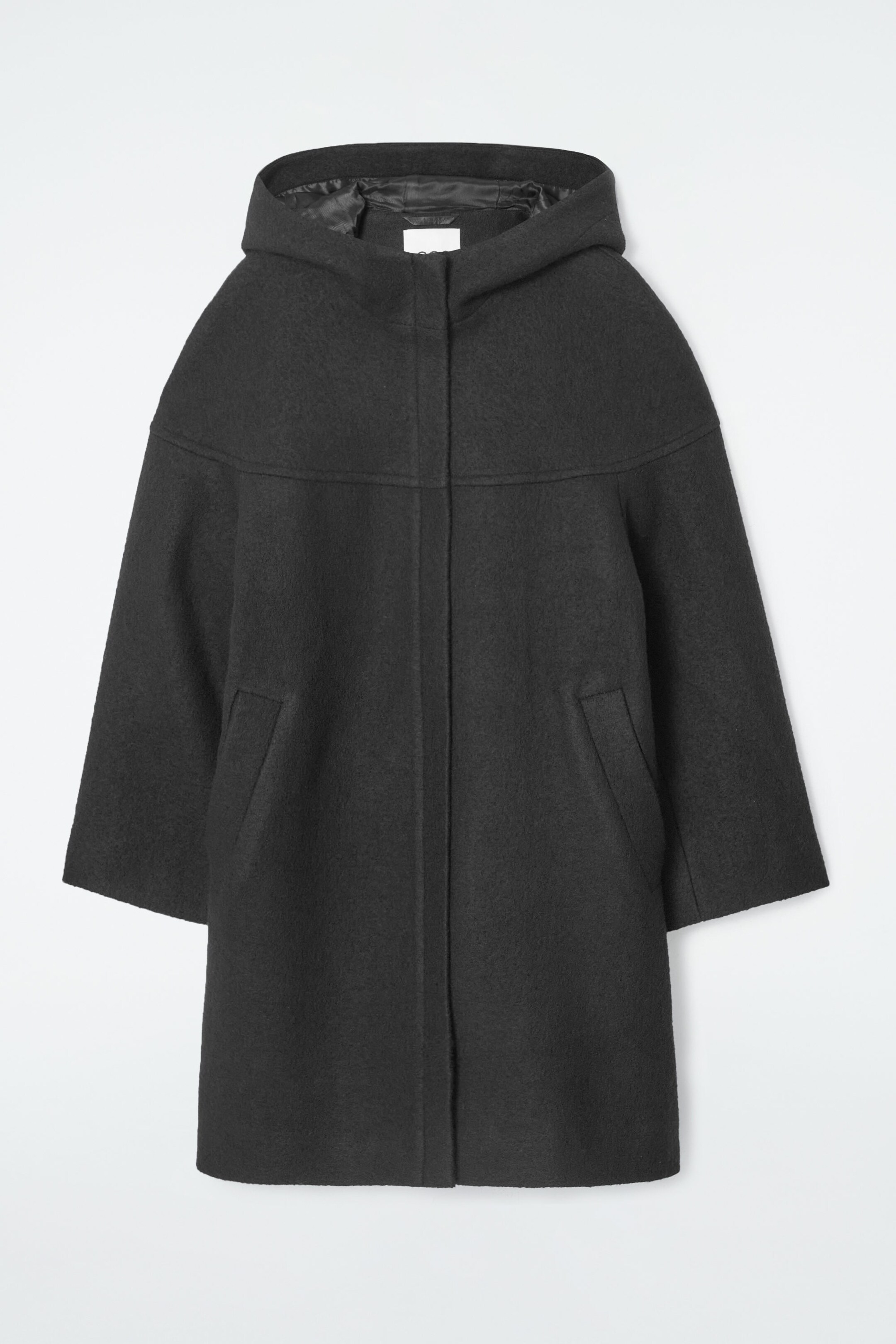 HOODED BOILED-WOOL COAT