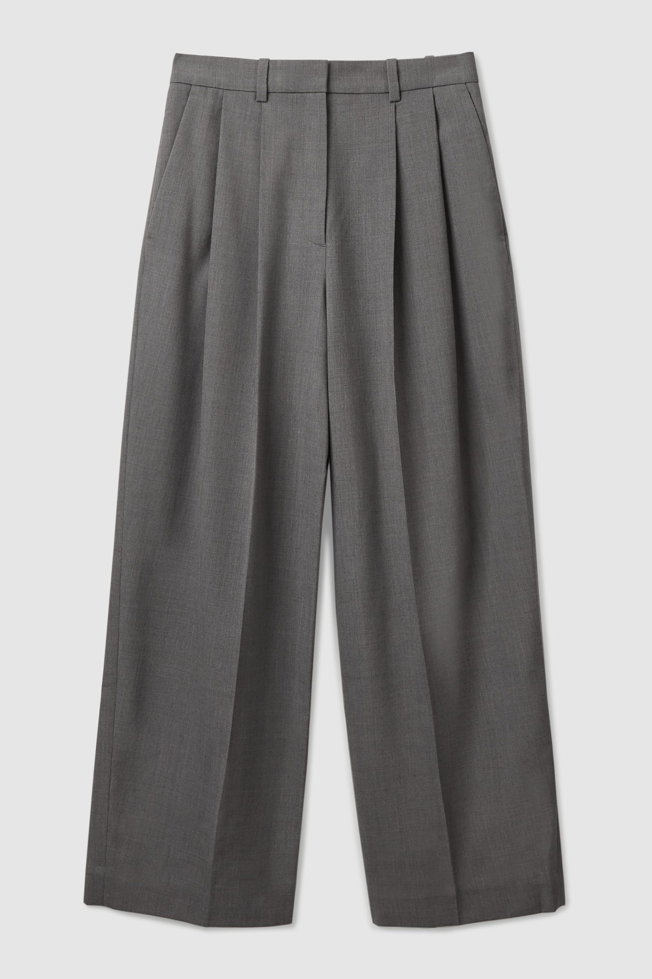 WIDE-LEG TAILORED WOOL-BLEND TROUSERS