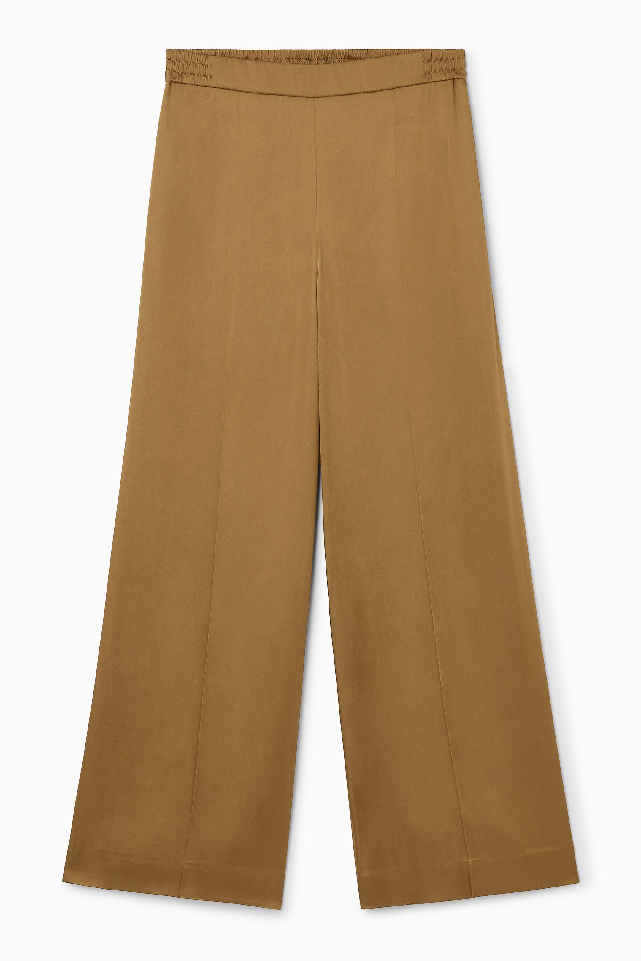 ELASTICATED SATIN WIDE-LEG TROUSERS