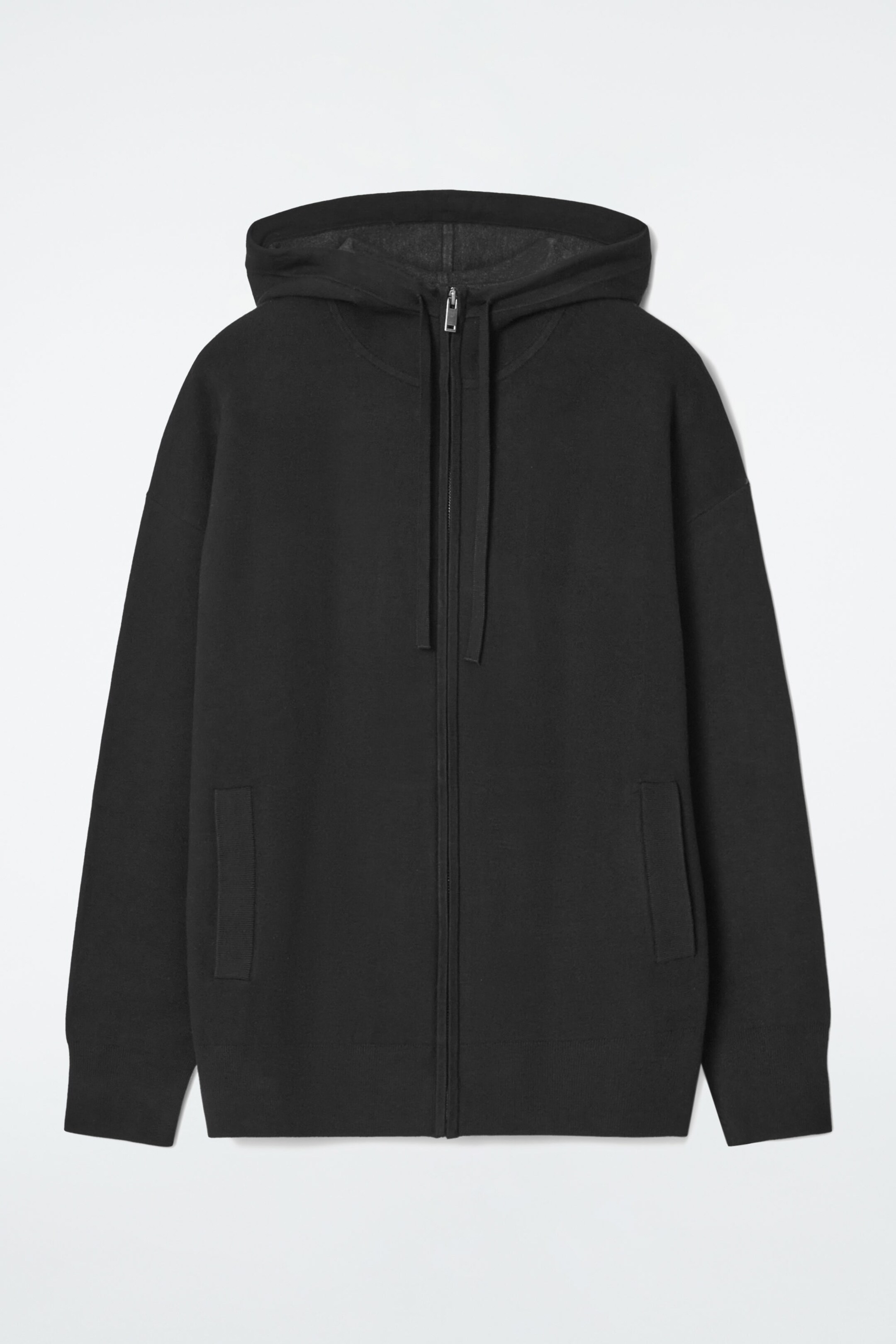 DOUBLE-FACED KNITTED ZIP-UP HOODIE