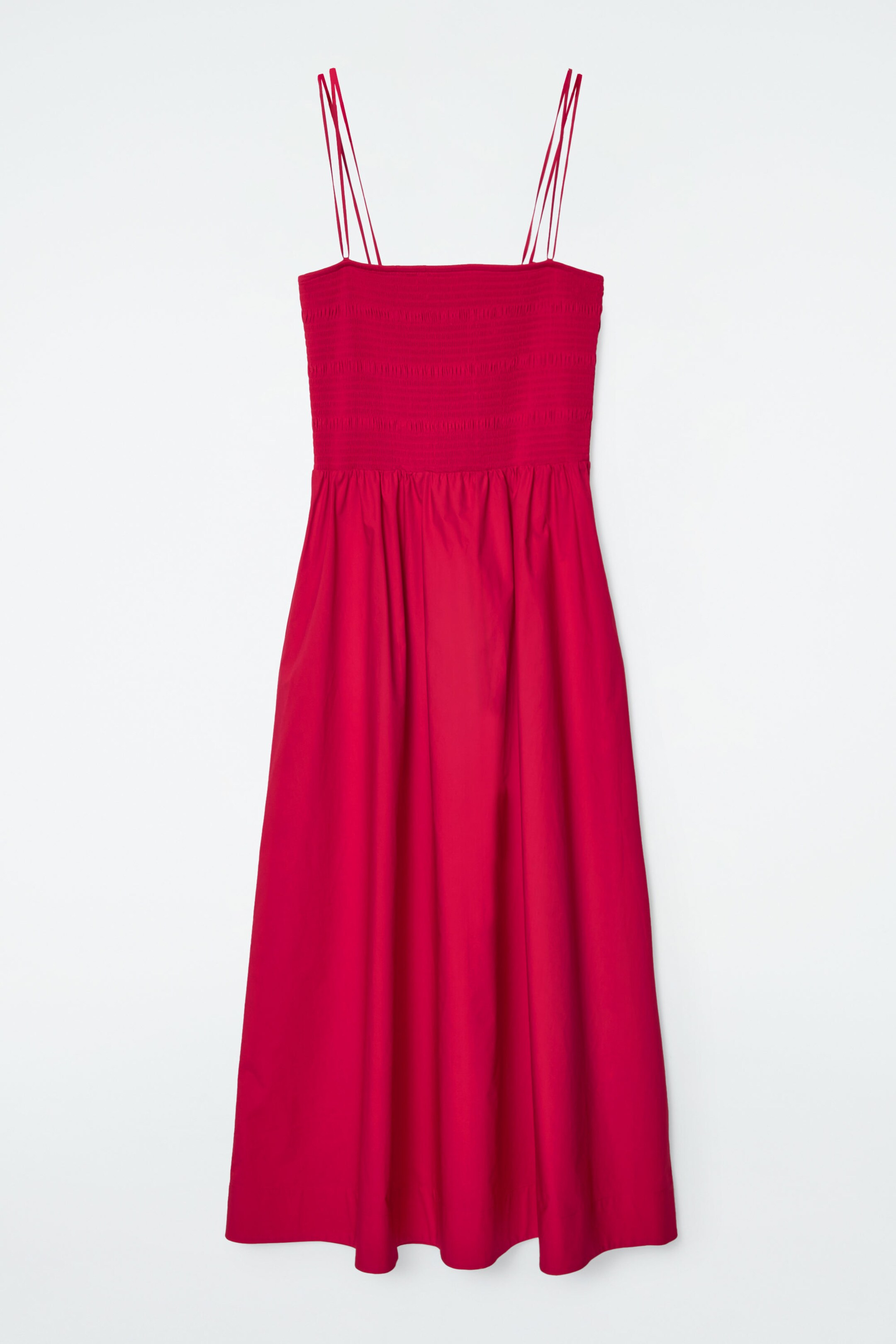 SHIRRED MIDI DRESS