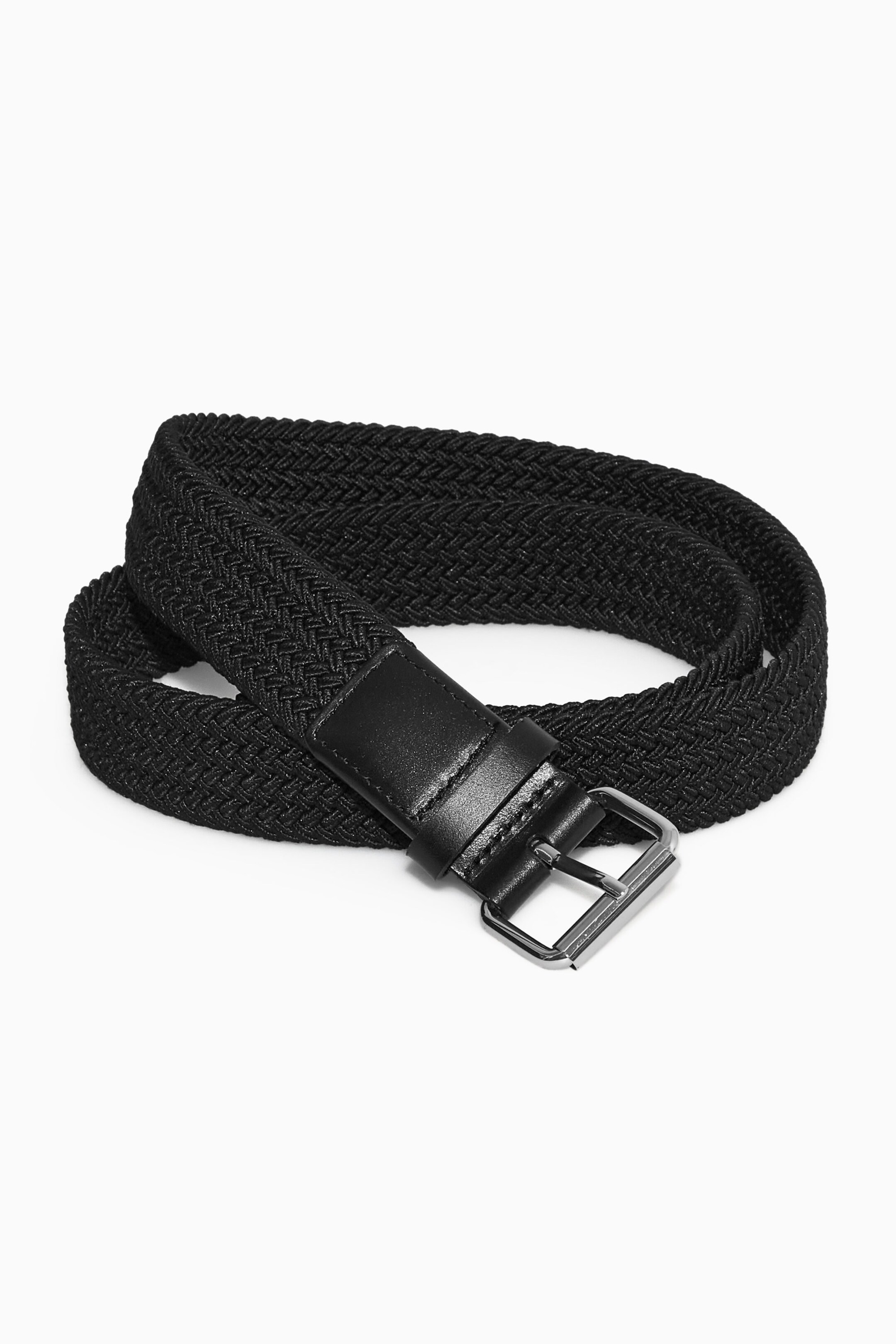 LEATHER-TRIMMED WOVEN BELT