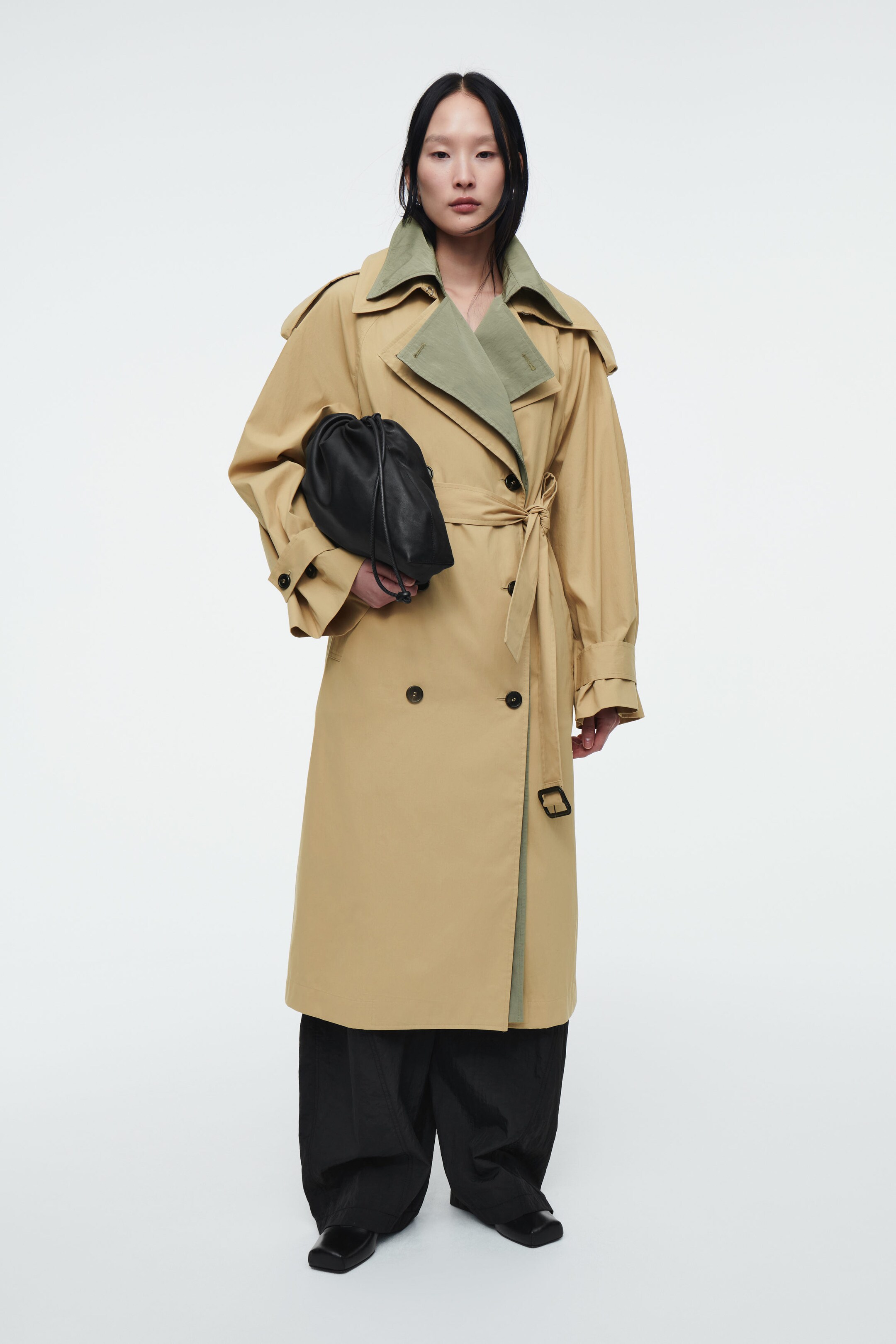 TRENCH-COAT CROISÉ FAÇON SUPERPOSÉ