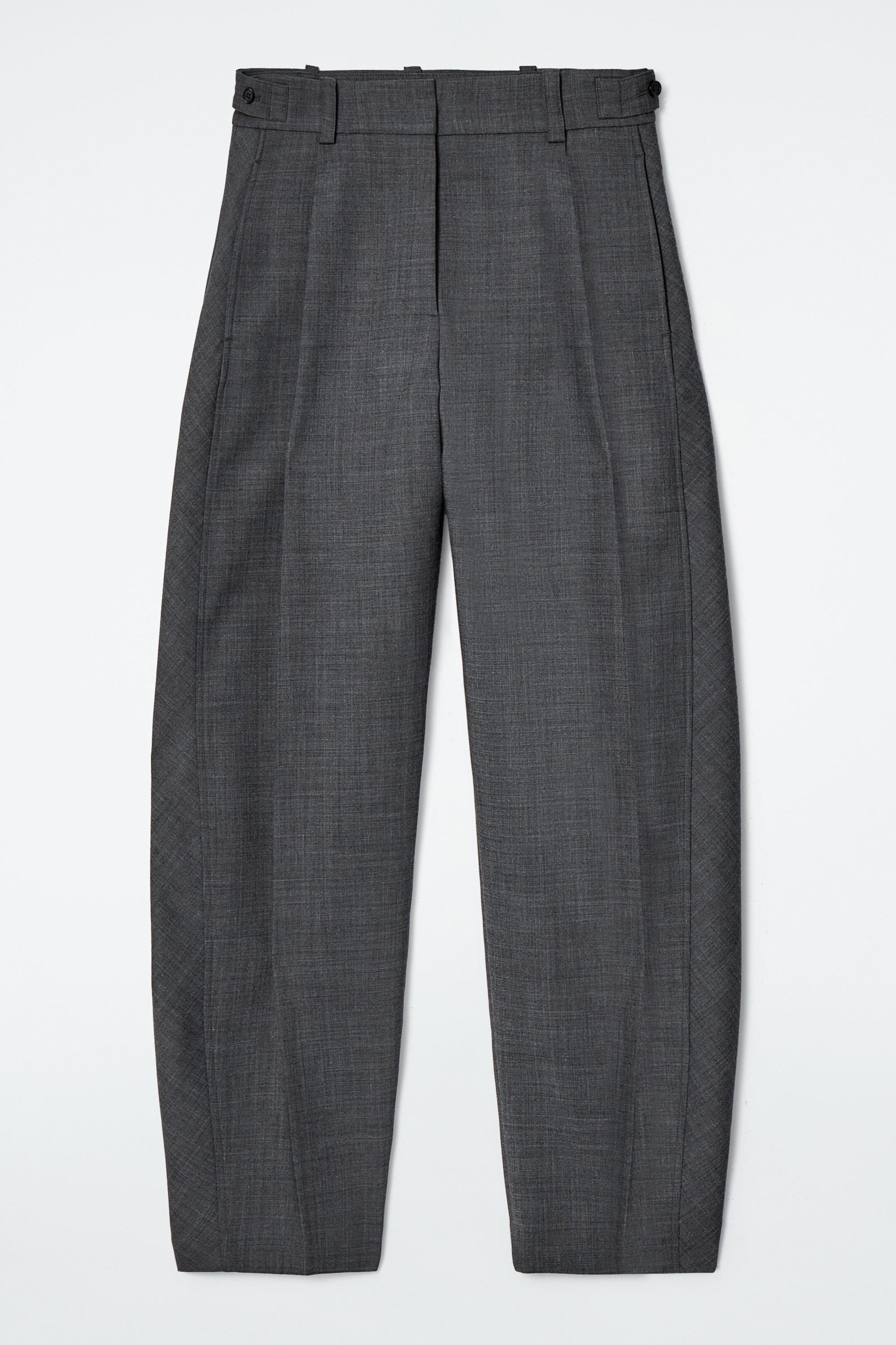 WOOL-BLEND BARREL-LEG TROUSERS