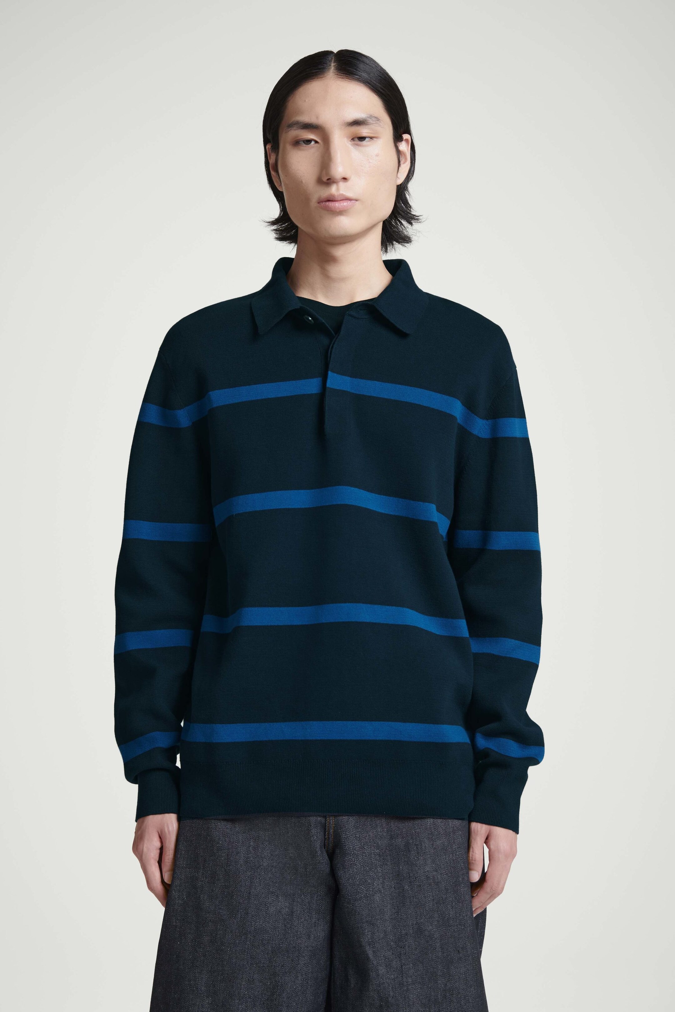 STRIPED KNITTED POLO SHIRT