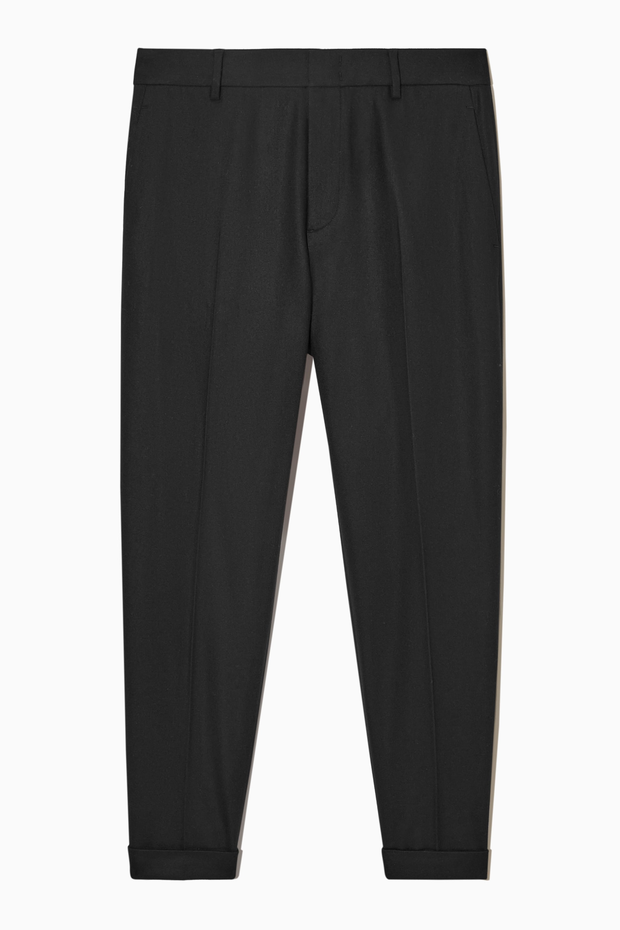 TURN-UP TAPERED WOOL TROUSERS