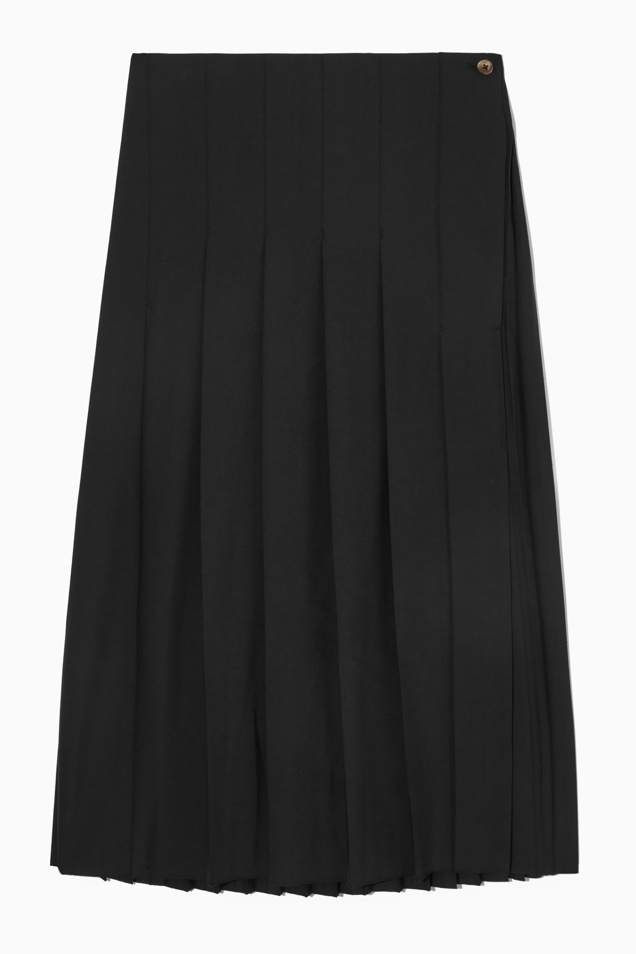 PLEATED WOOL-BLEND MIDI SKIRT