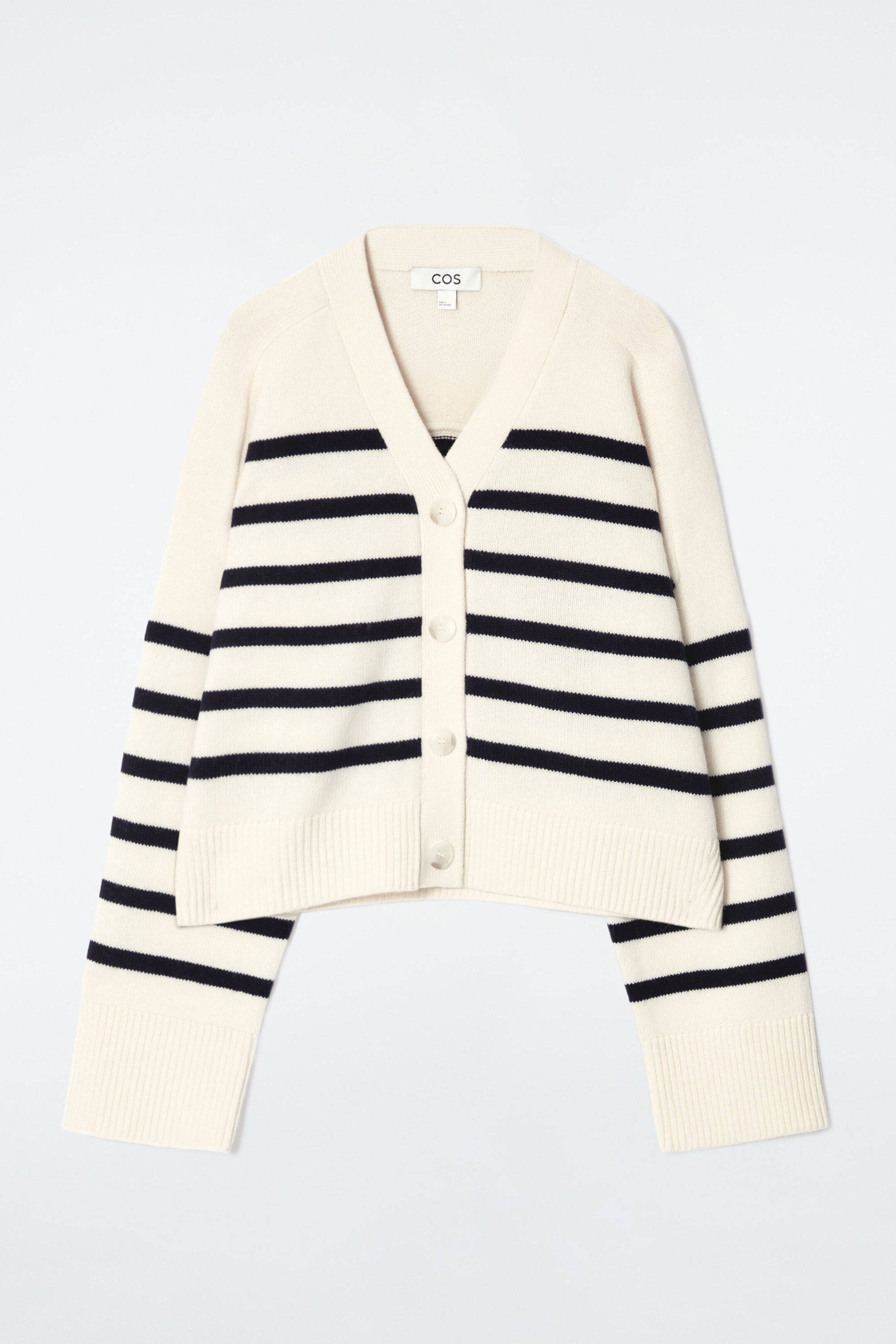 STRIPED MERINO WOOL V-NECK CARDIGAN