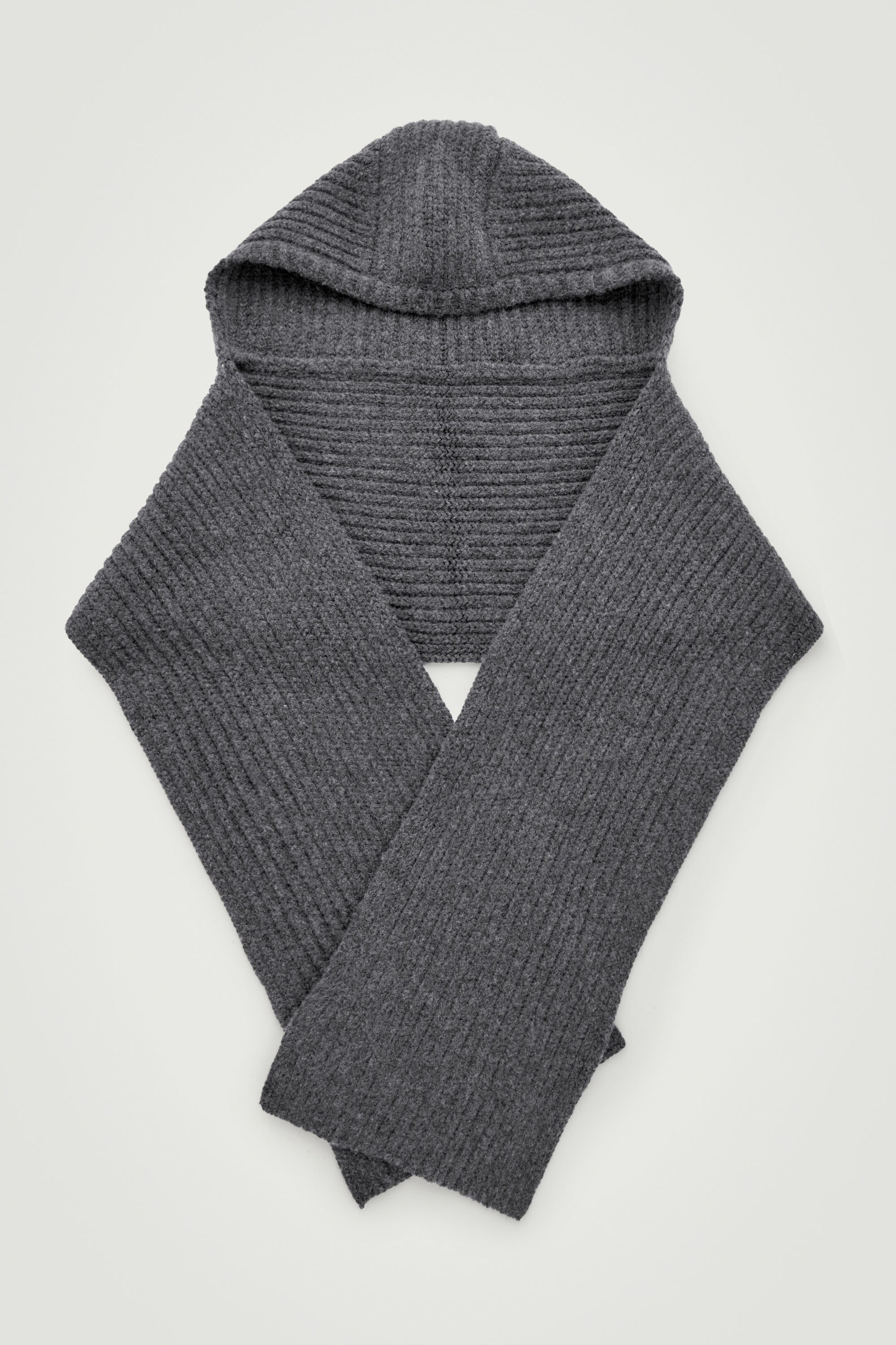 HOODED RIBBED CASHMERE-BLEND SCARF