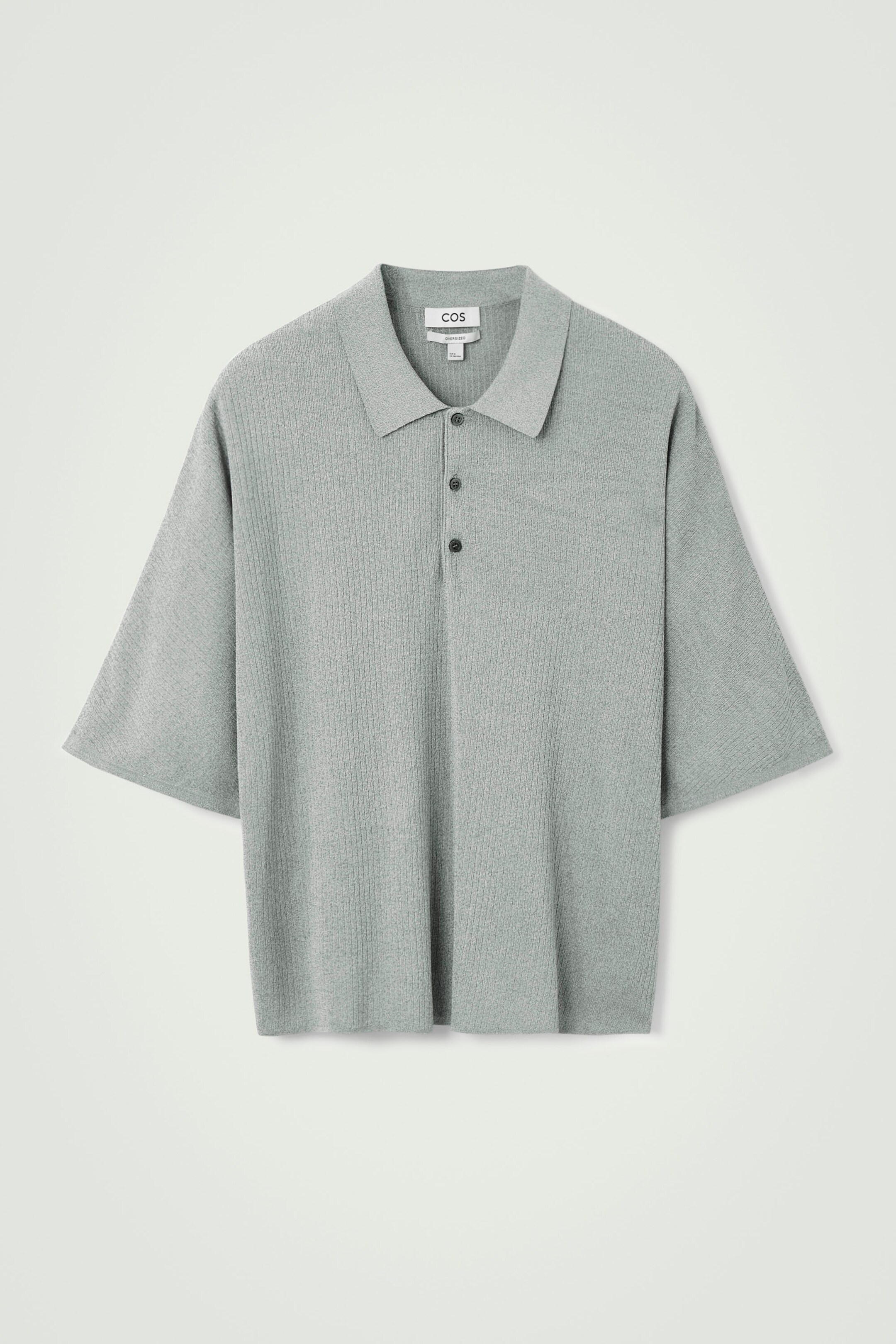 OVERSIZED RIBBED-KNIT POLO SHIRT