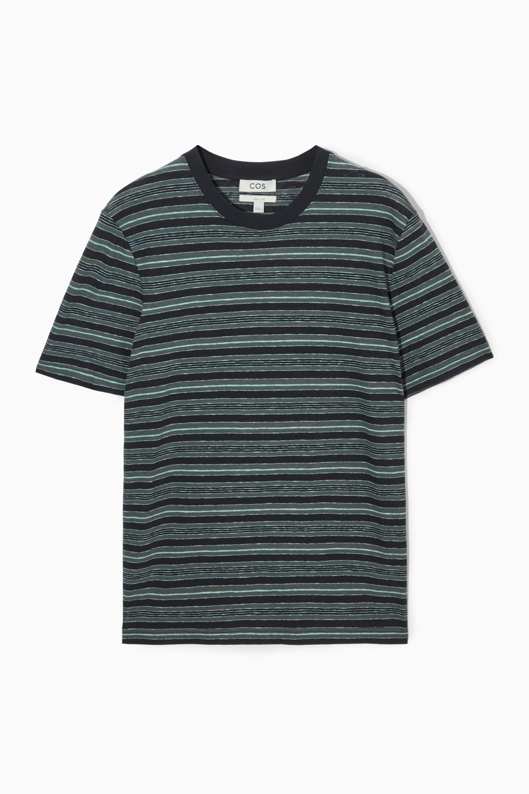 STRIPED LINEN-BLEND T-SHIRT