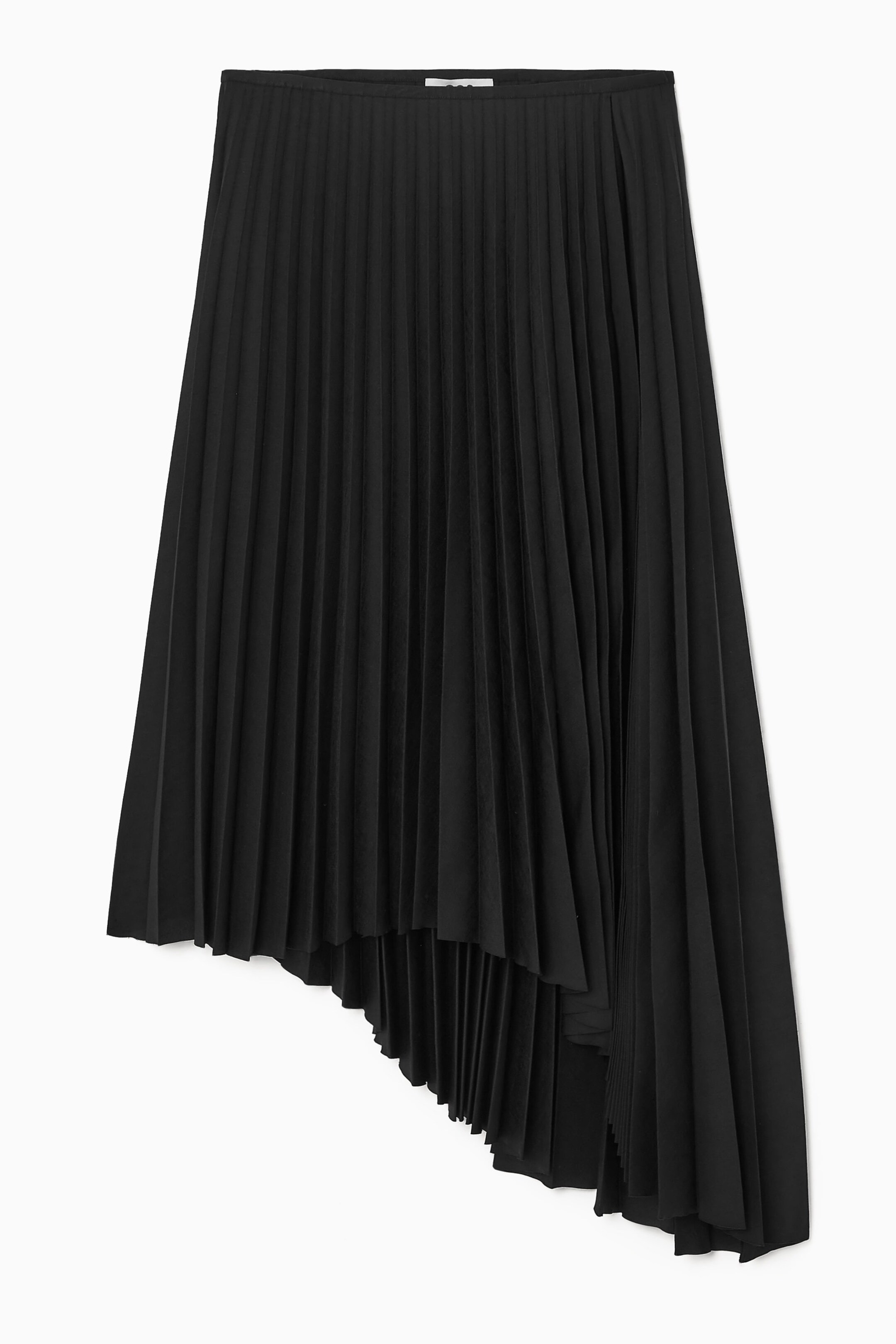 ASYMMETRIC PLEATED MIDI SKIRT